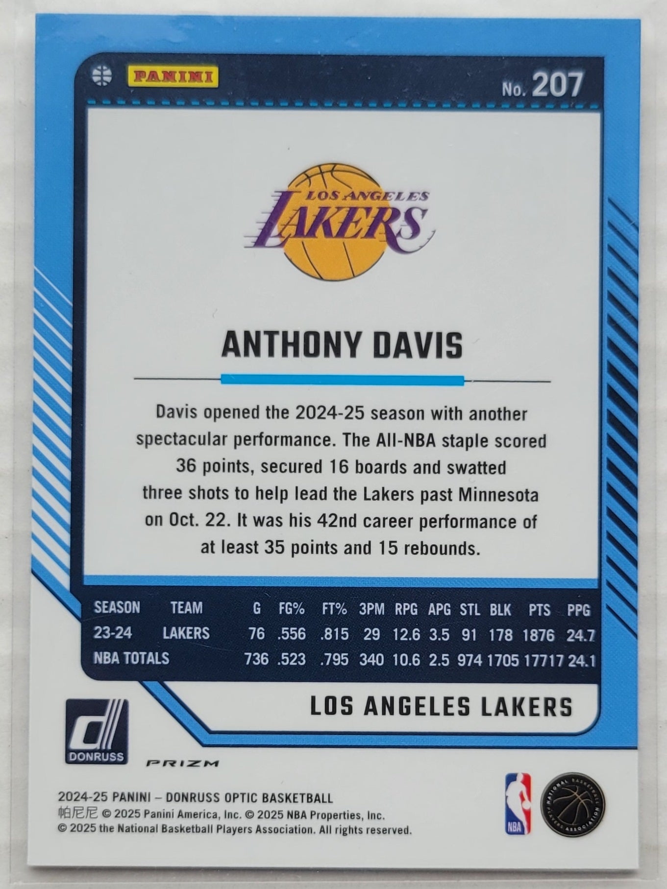 Anthony Davis - 2024-25 Donruss Optic Holo #207