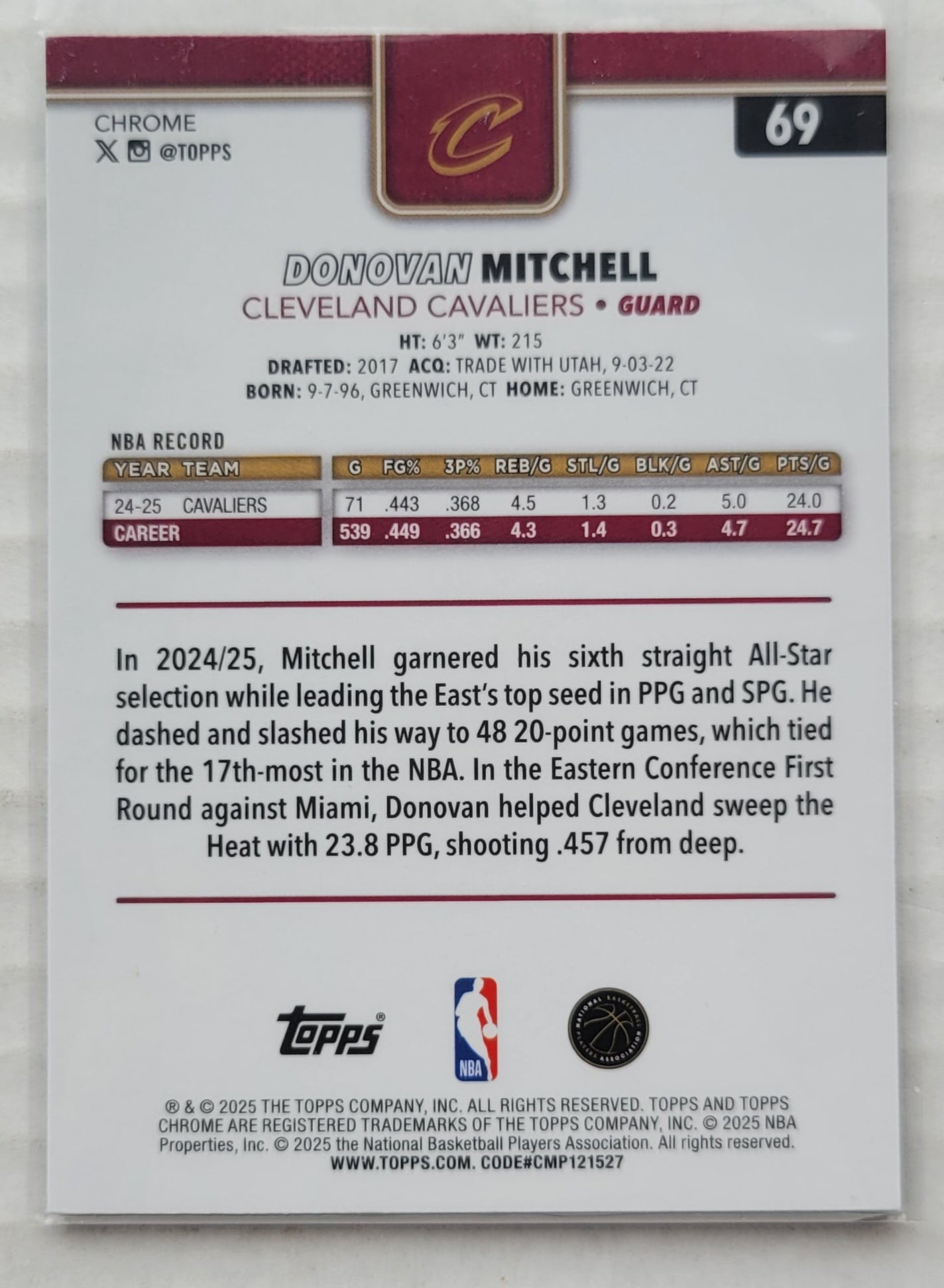 Donovan Mitchell - 2025-26 Topps Chrome X-Fractors #69