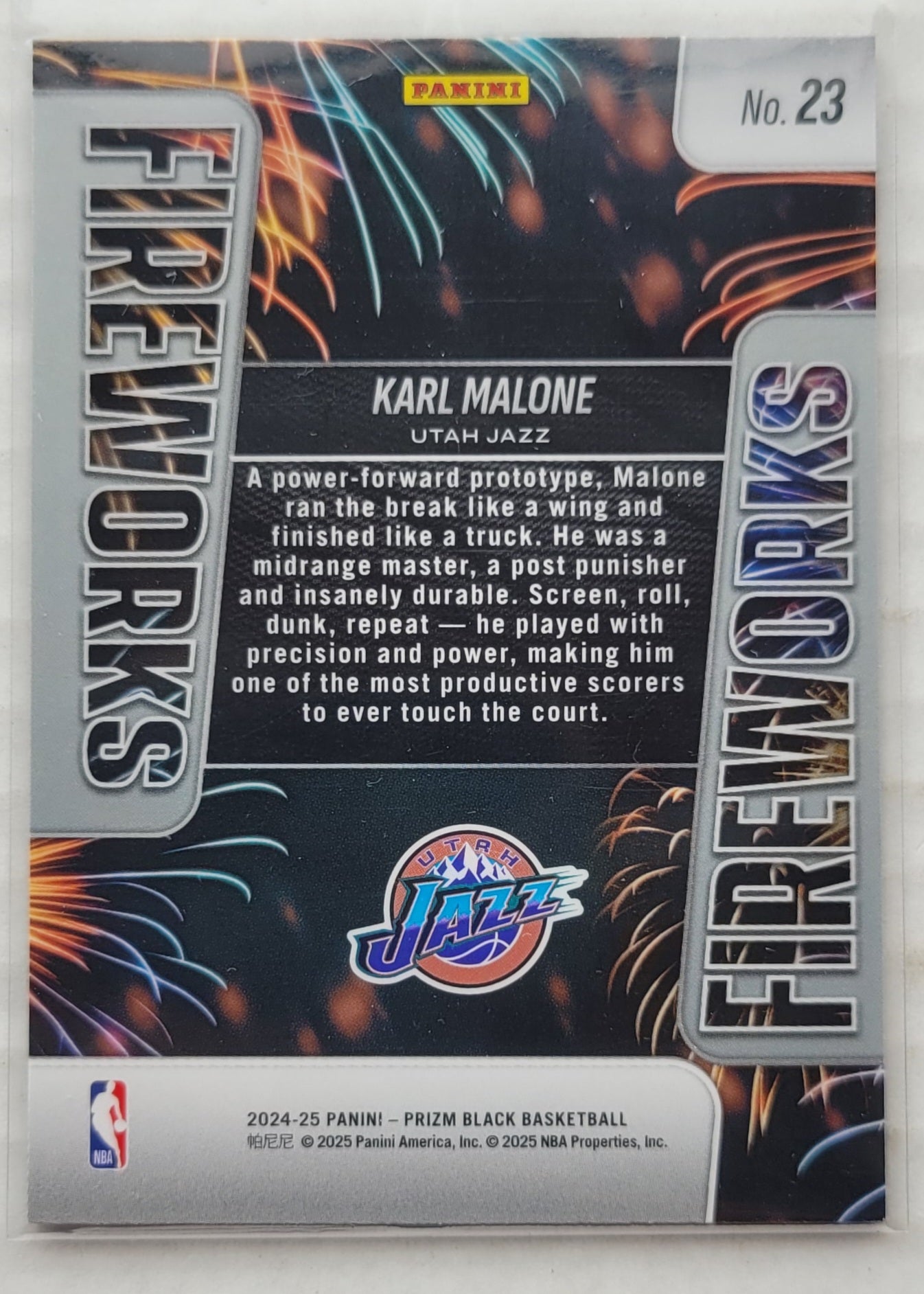 Karl Malone - 2024-25 Panini Prizm Black Fireworks #23