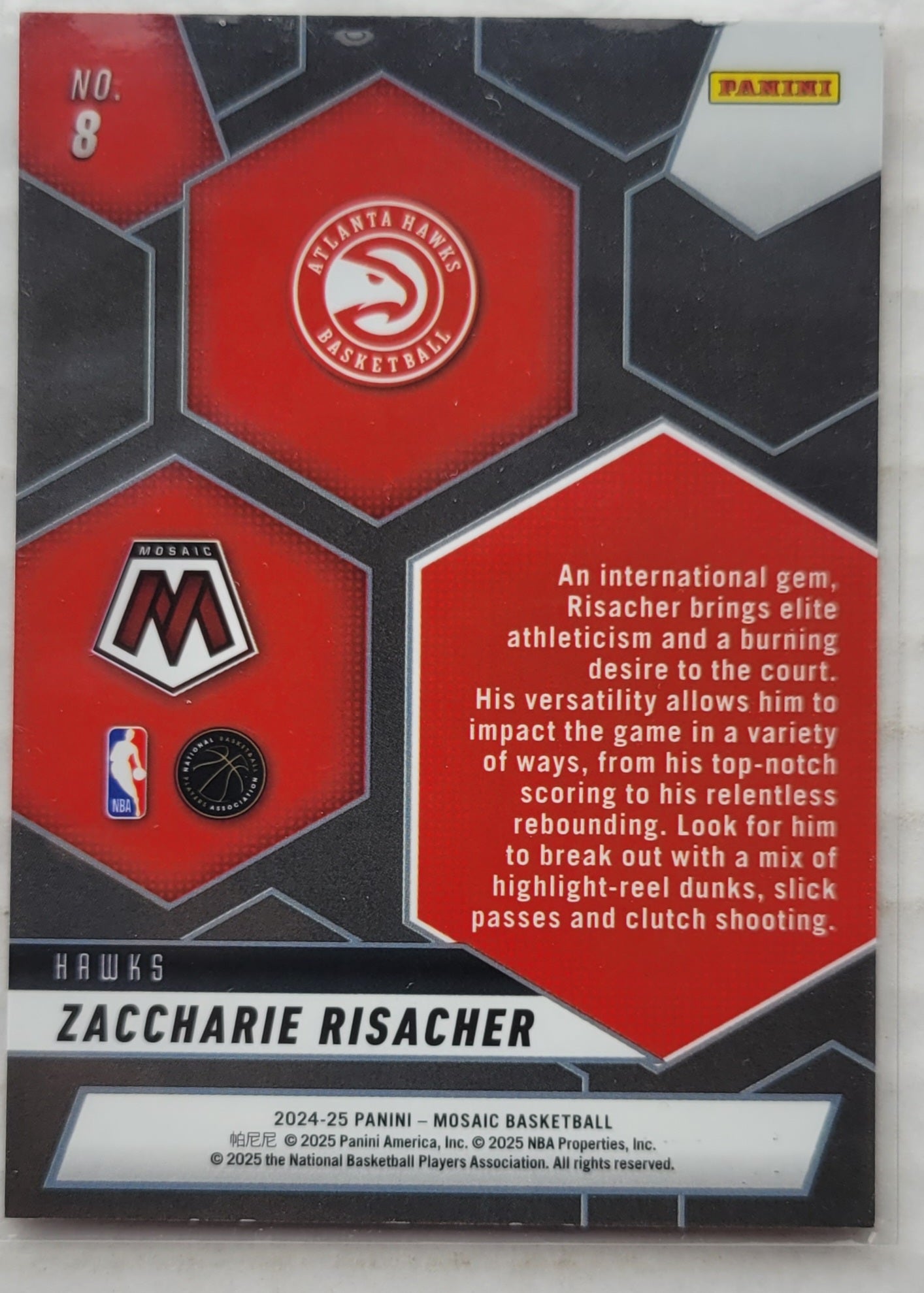 Zaccharie Risacher - 2024-25 Panini Mosaic Montage #8