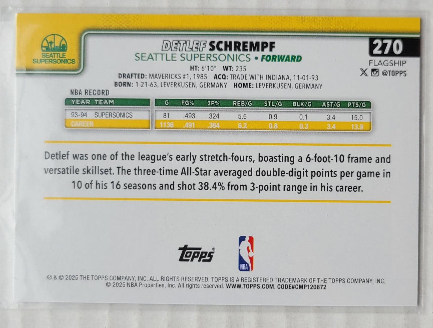 Detlef Schrempf - 2025-26 Topps Diamante #270