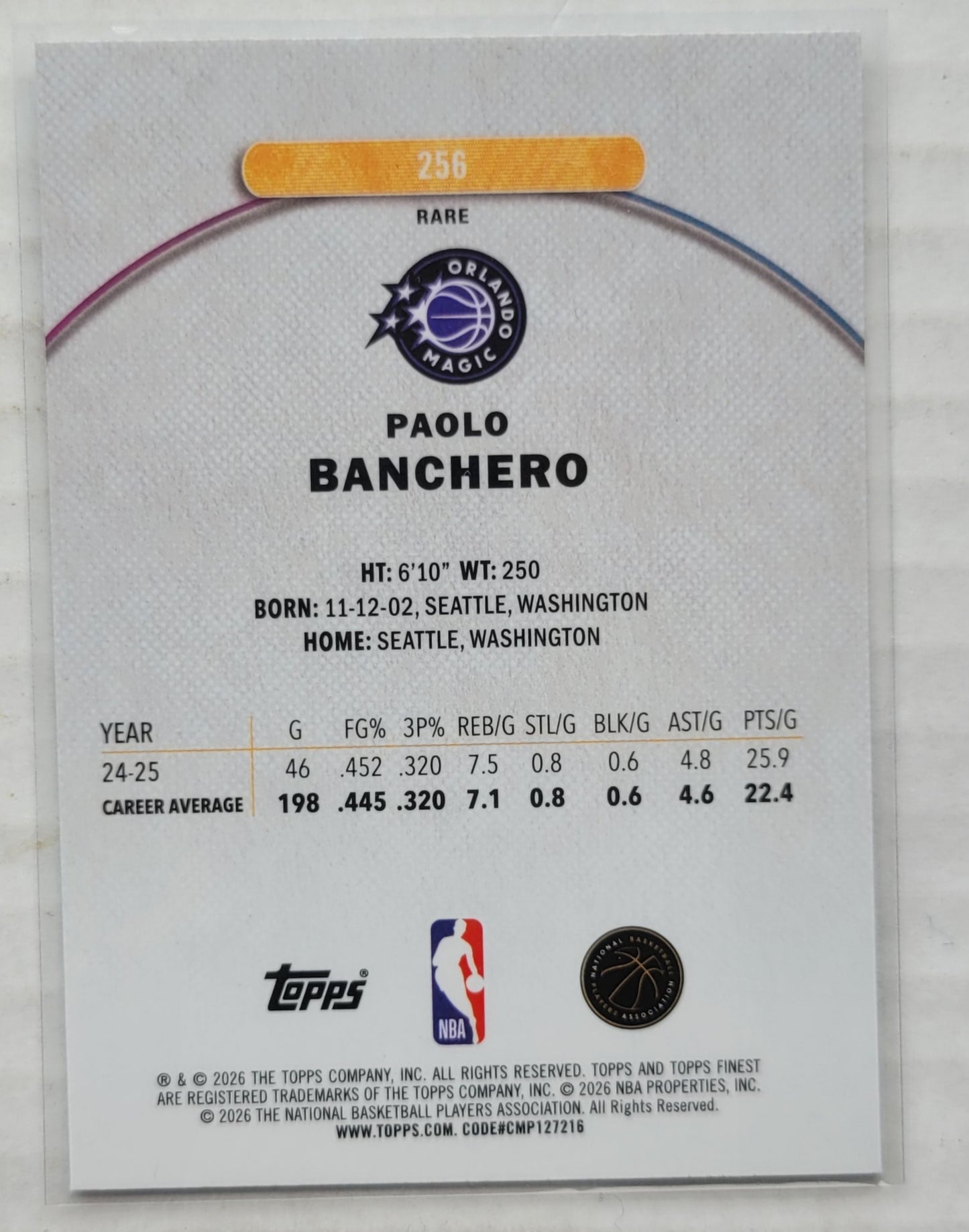 Paolo Banchero - 2025-26 Finest #256 R