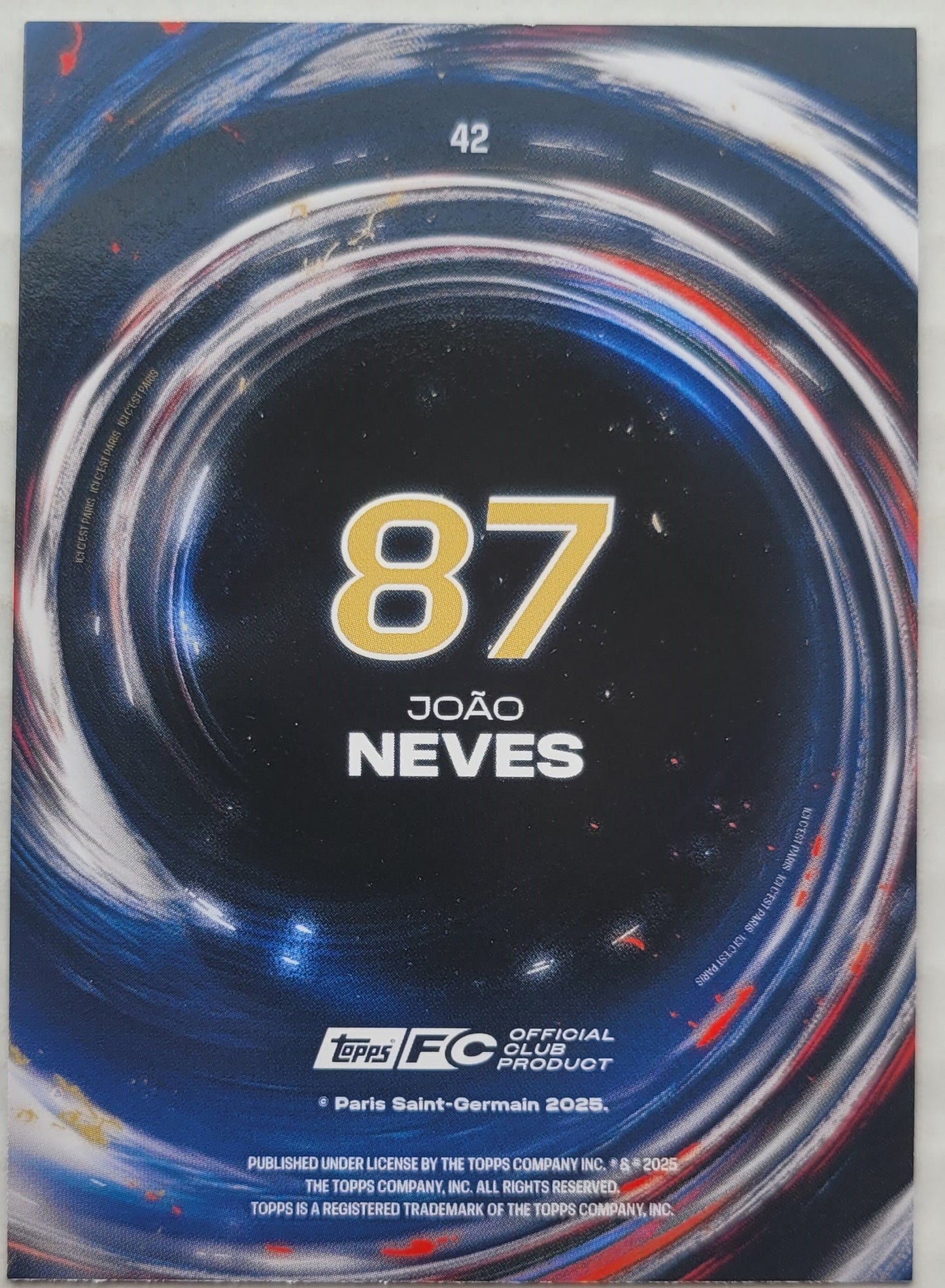 Joao Neves - 2024-25 Topps Paris Saint-Germain Team Set #42