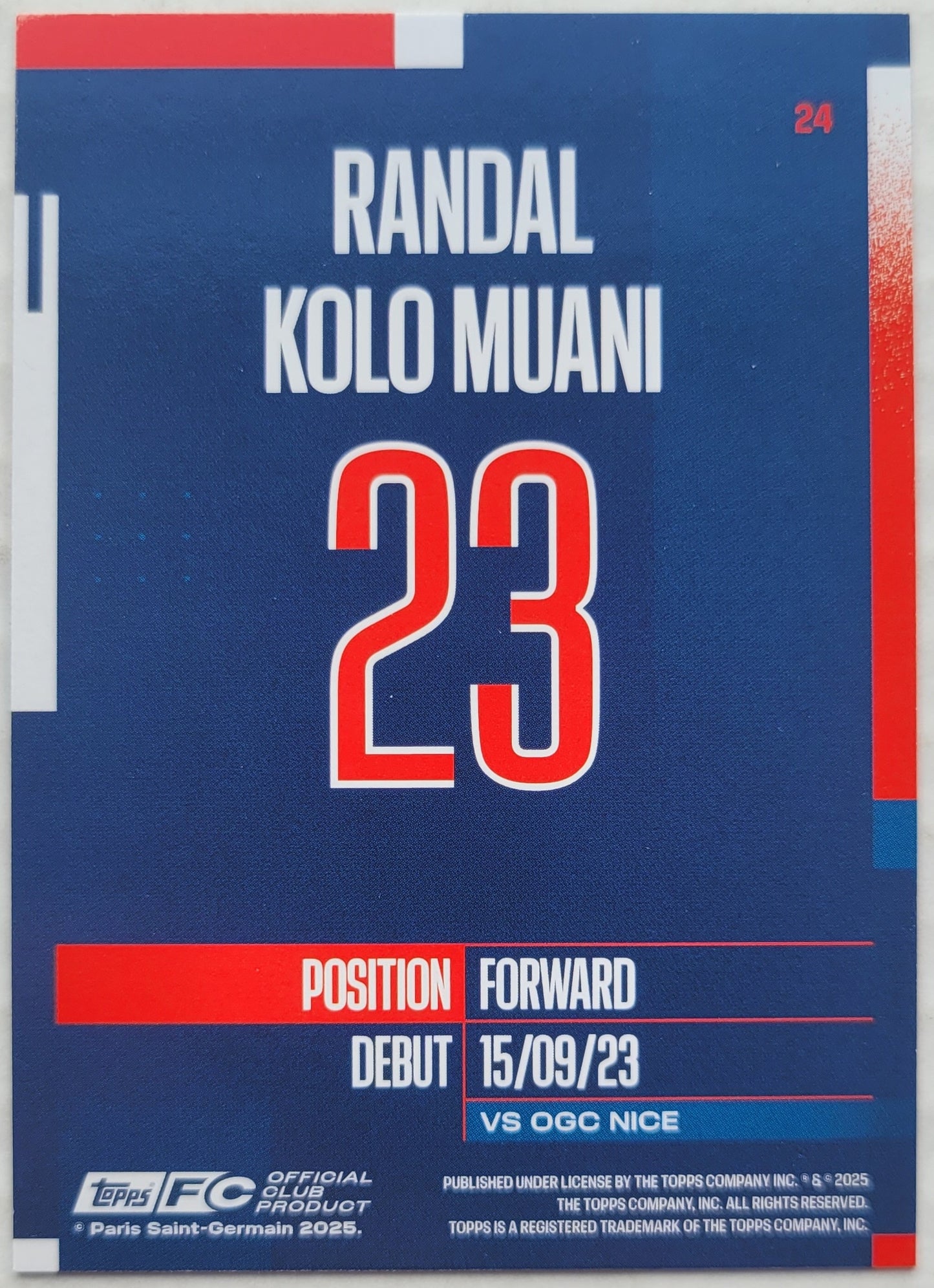 Randal Kolo Muani - 2024-25 Topps Paris Saint-Germain Team Set #24