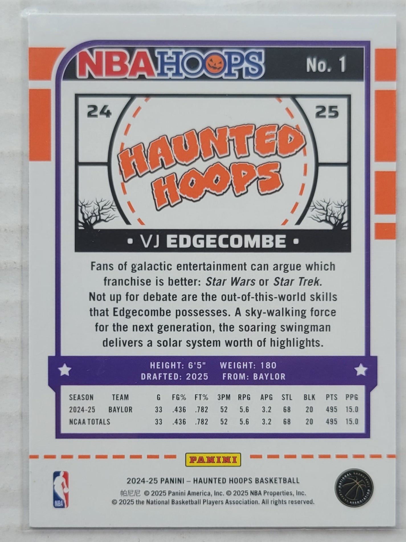 VJ Edgecombe - 2024-25 Hoops Haunted Hoops Extended #1