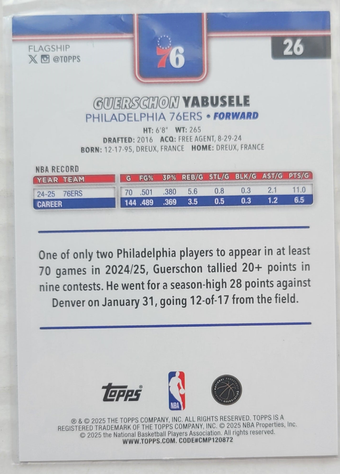 Guerschon Yabusele - 2025-26 Topps Rainbow Foilboard #26