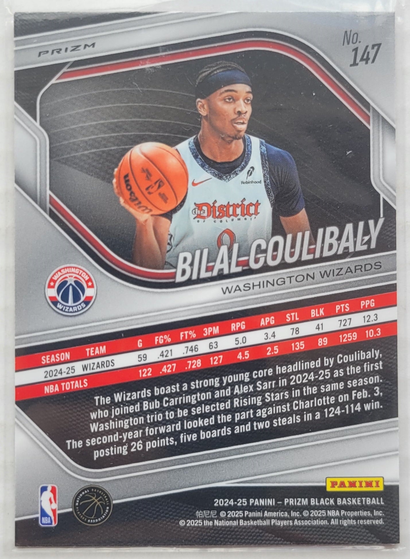 Bilal Coulibaly - 2024-25 Panini Prizm Black Prizms Ruby Wave #147