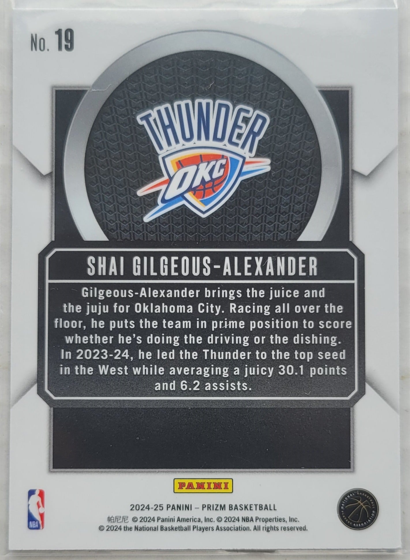 Shai Gilgeous-Alexander - 2024-25 Panini Prizm Talismen #19