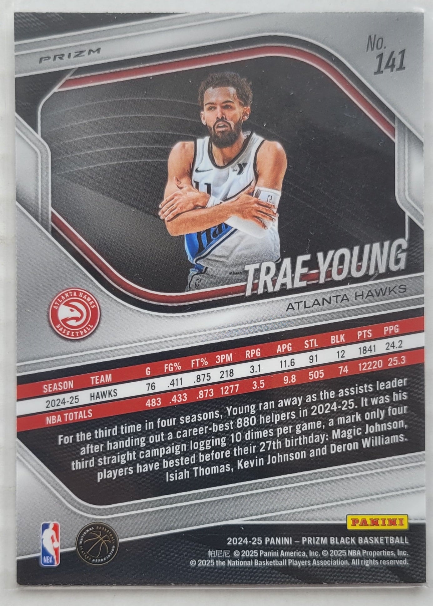 Trae Young - 2024-25 Panini Prizm Black Prizms Hyper #141