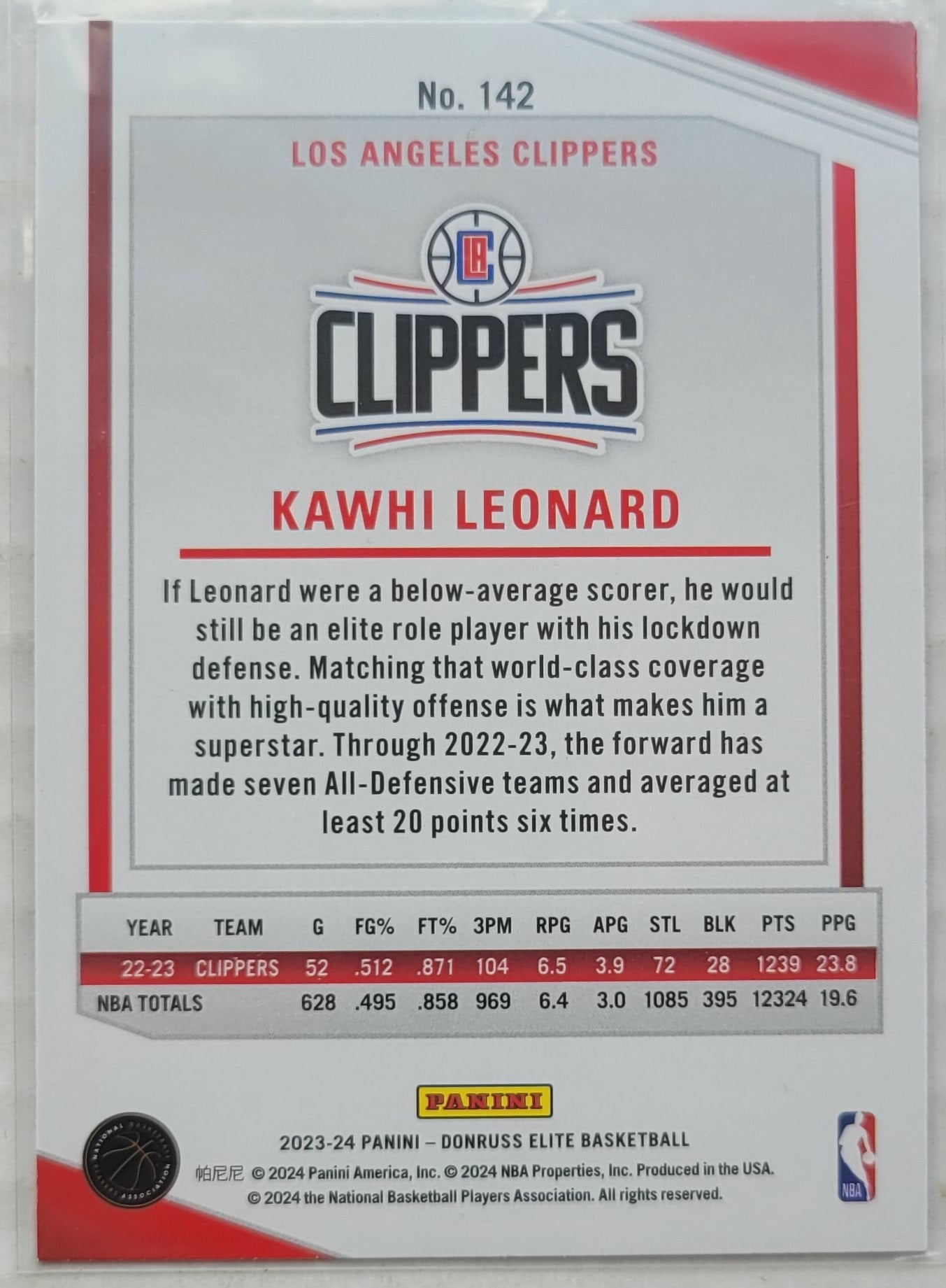 Kawhi Leonard - 2023-24 Elite International #142