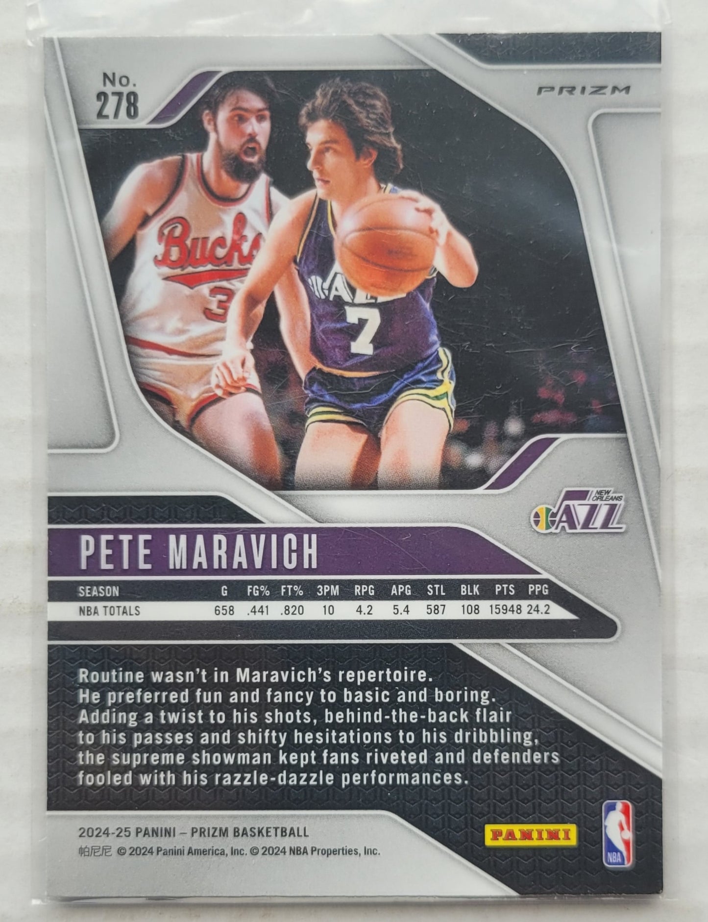 Pete Maravich - 2024-25 Panini Prizm Prizms Red White and Blue #278