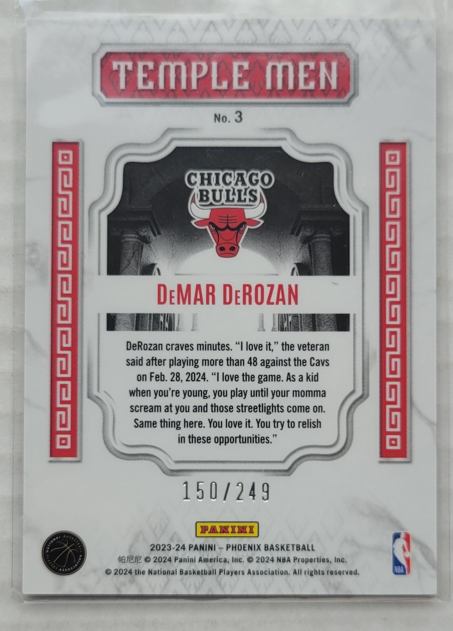 DeMar DeRozan - 2023-24 Panini Phoenix Temple Men Phoenix Orange Ice #3 - 150/249