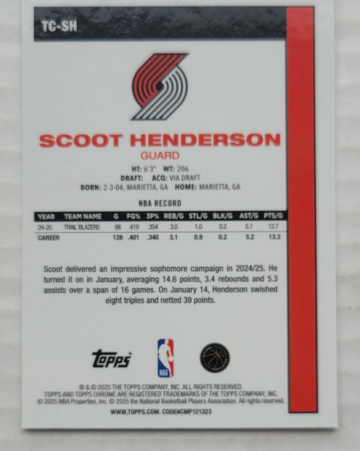 Scoot Henderson - 2025-26 Topps '80-81 Topps Chrome #TCSH