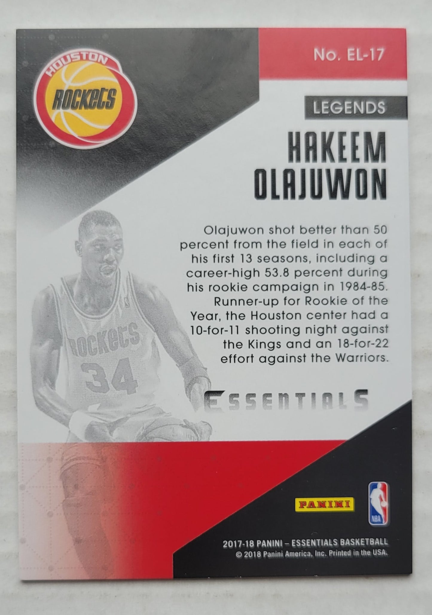 Hakeem Olajuwon - 2017-18 Panini Essentials Essential Legends #EL17