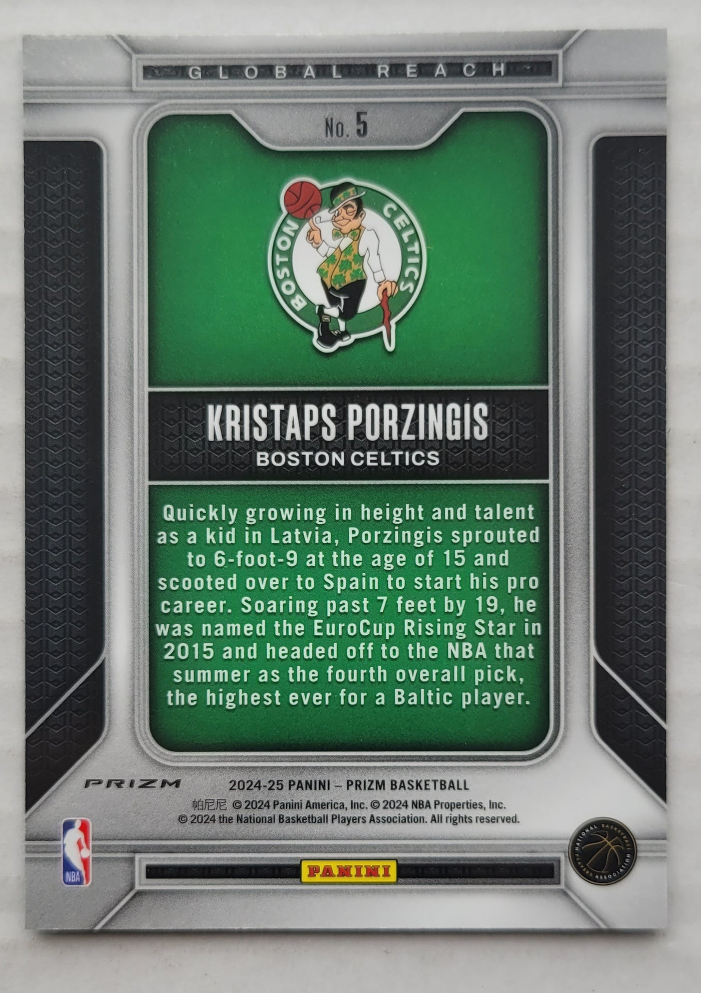Kristaps Porzingis - 2024-25 Panini Prizm Global Reach Prizms Green #5