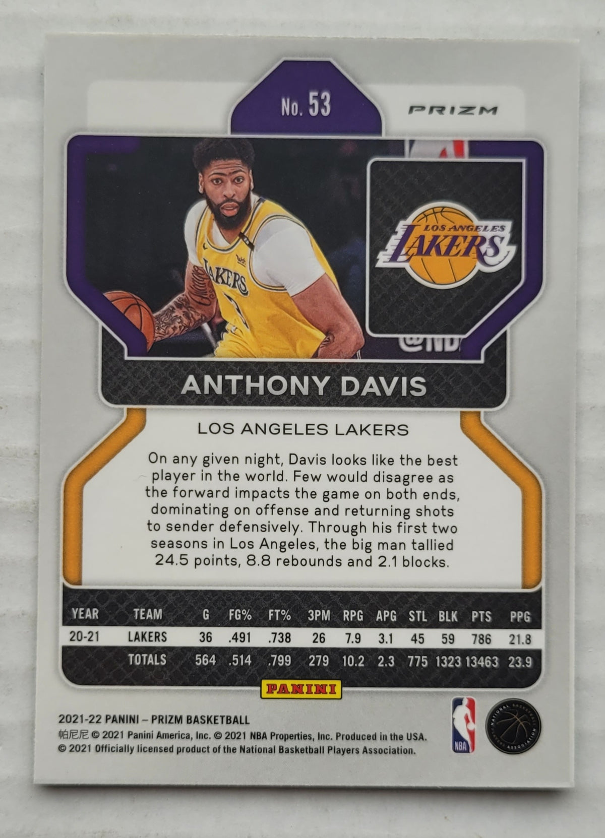 Anthony Davis - 2021-22 Panini Prizm Prizms Green #53