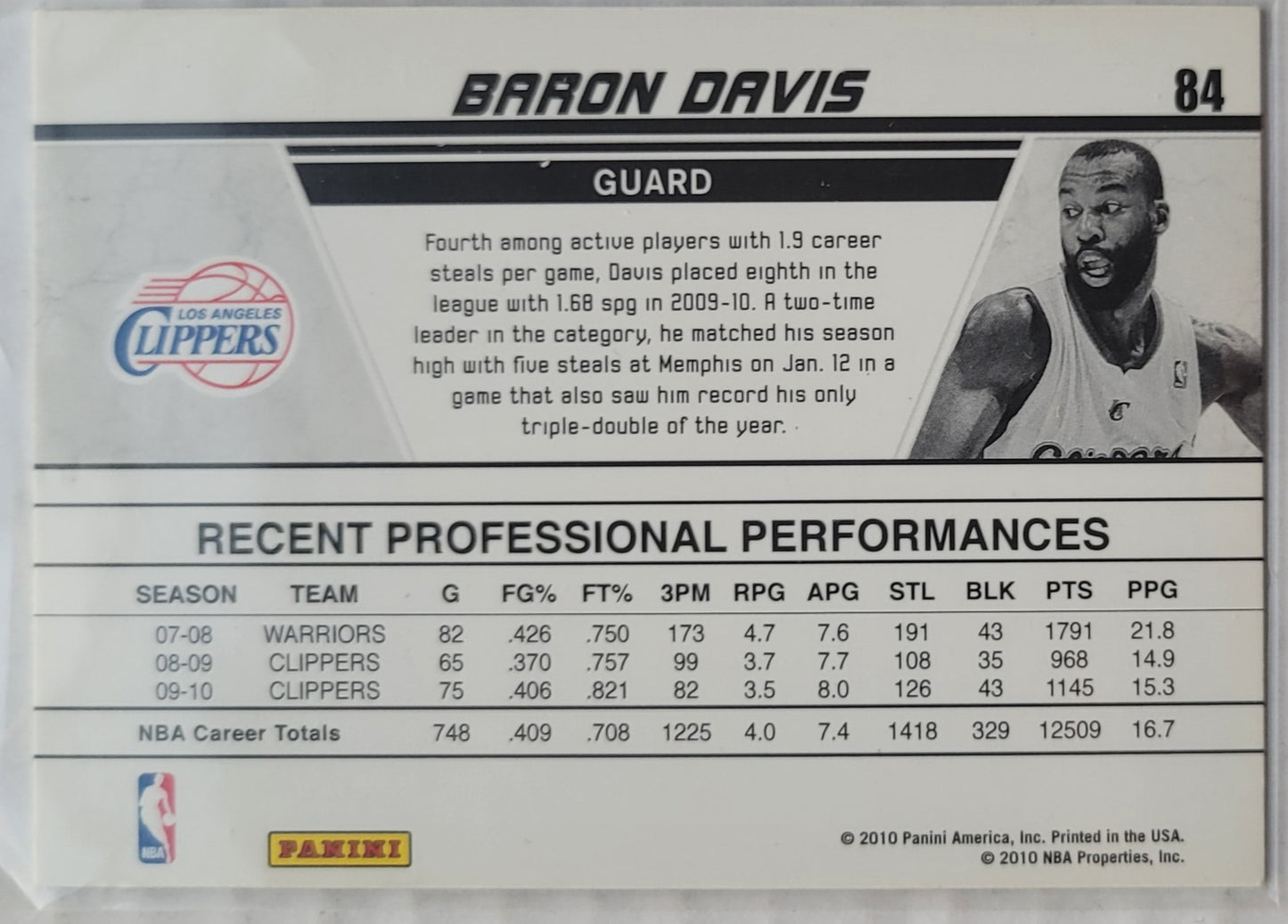 Baron Davis - 2010-11 Donruss Production Line Rack Packs #84