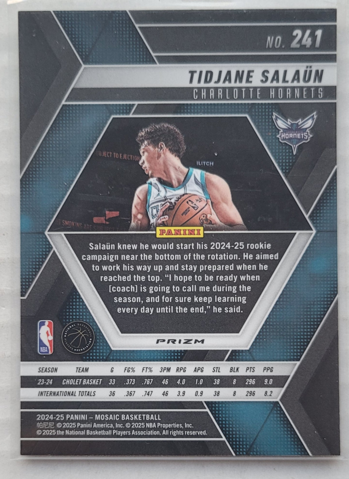 Tidjane Salaun - 2024-25 Panini Mosaic Silver #241 RC