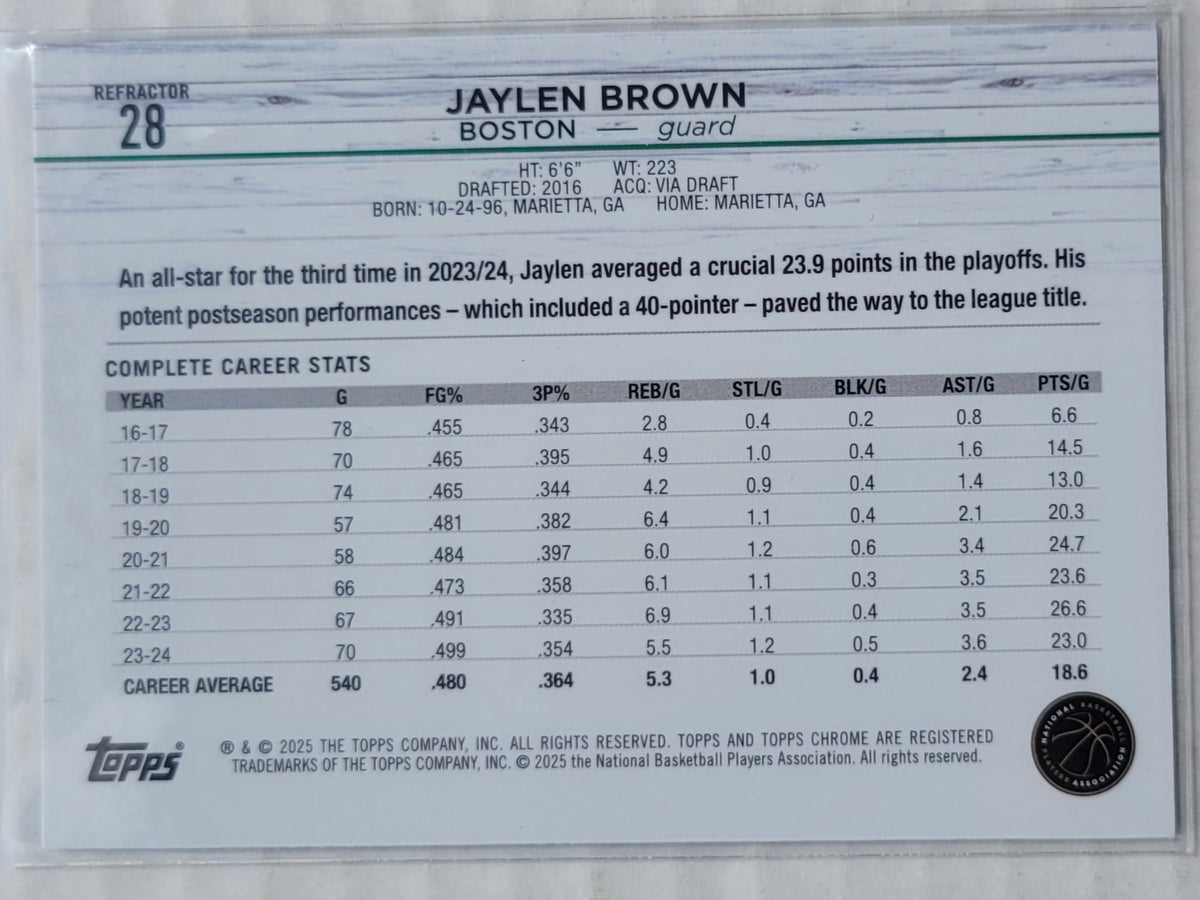 Jaylen Brown - 2024-25 Topps Chrome Refractors #28