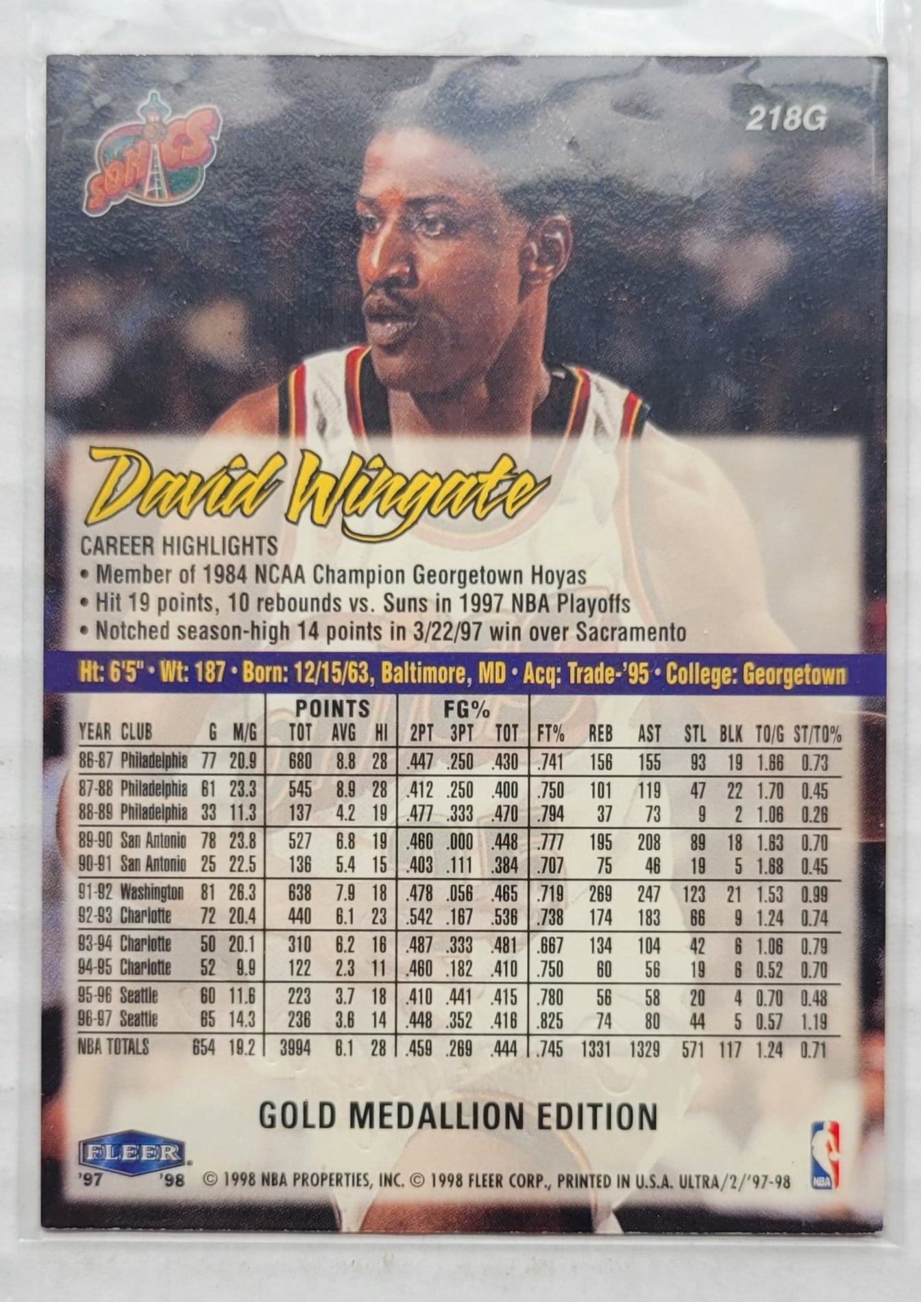 David Wingate - 1997-98 Ultra Gold Medallion #218G