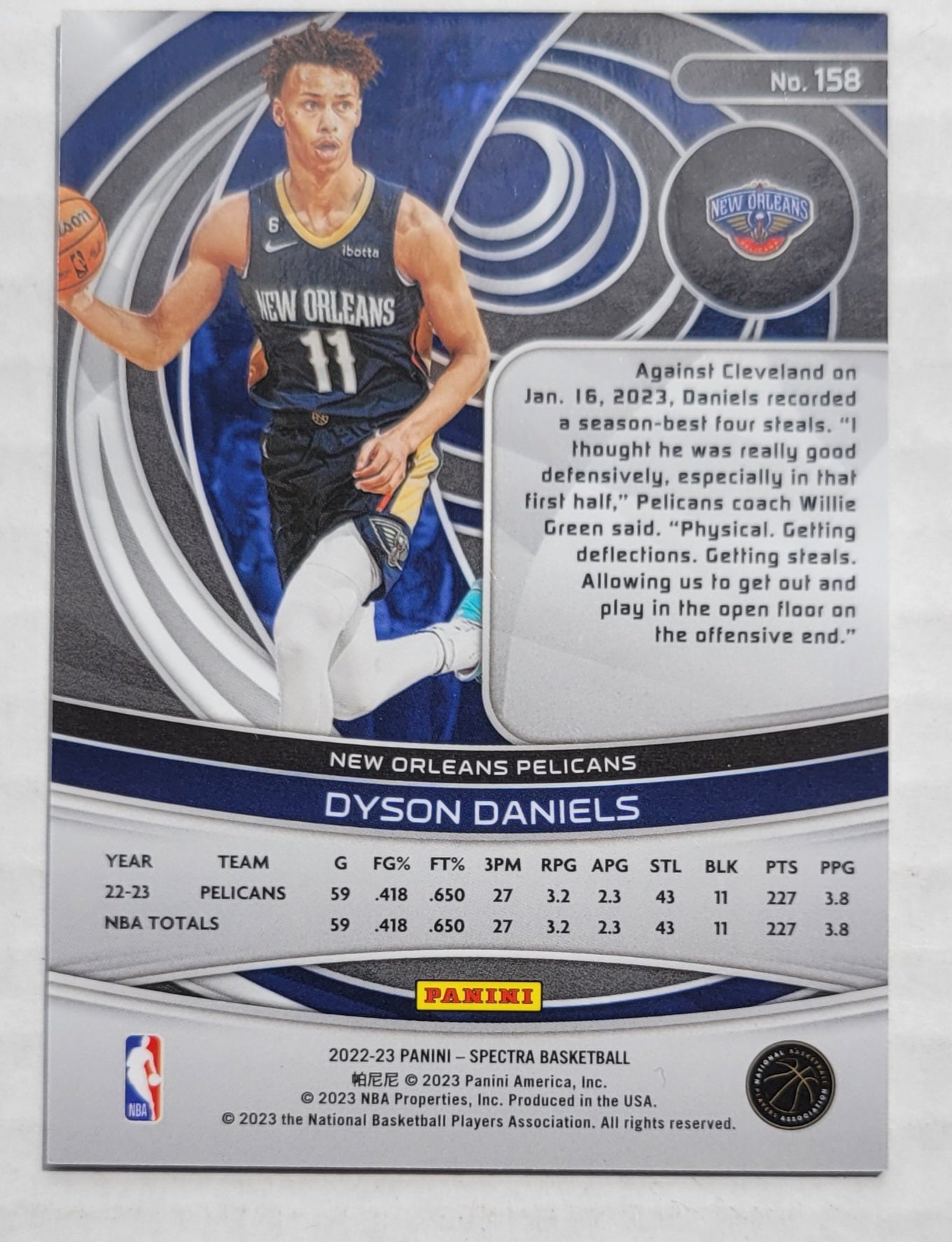 Dyson Daniels - 2022-23 Panini Spectra #158 RC