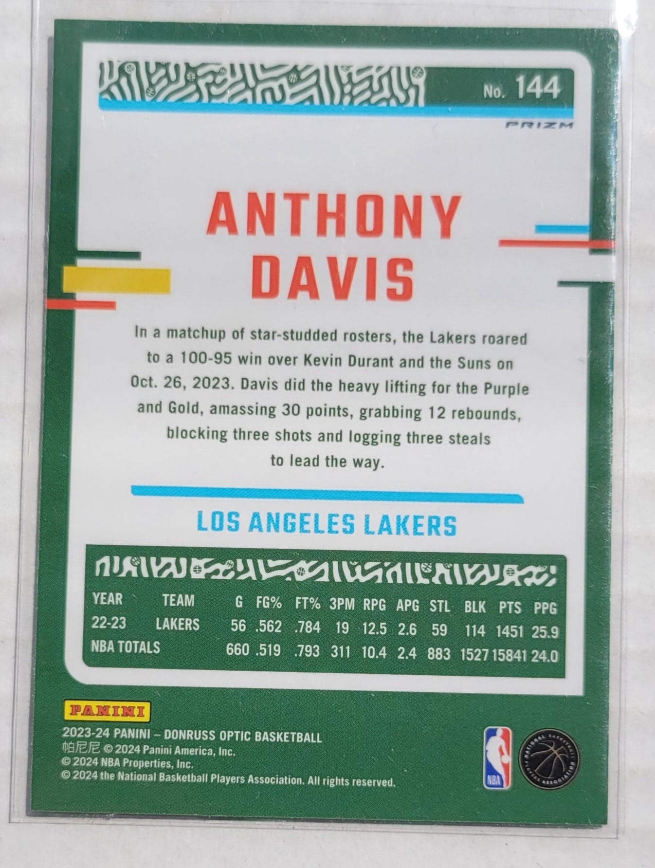 Anthony Davis - 2023-24 Donruss Optic Holo #144