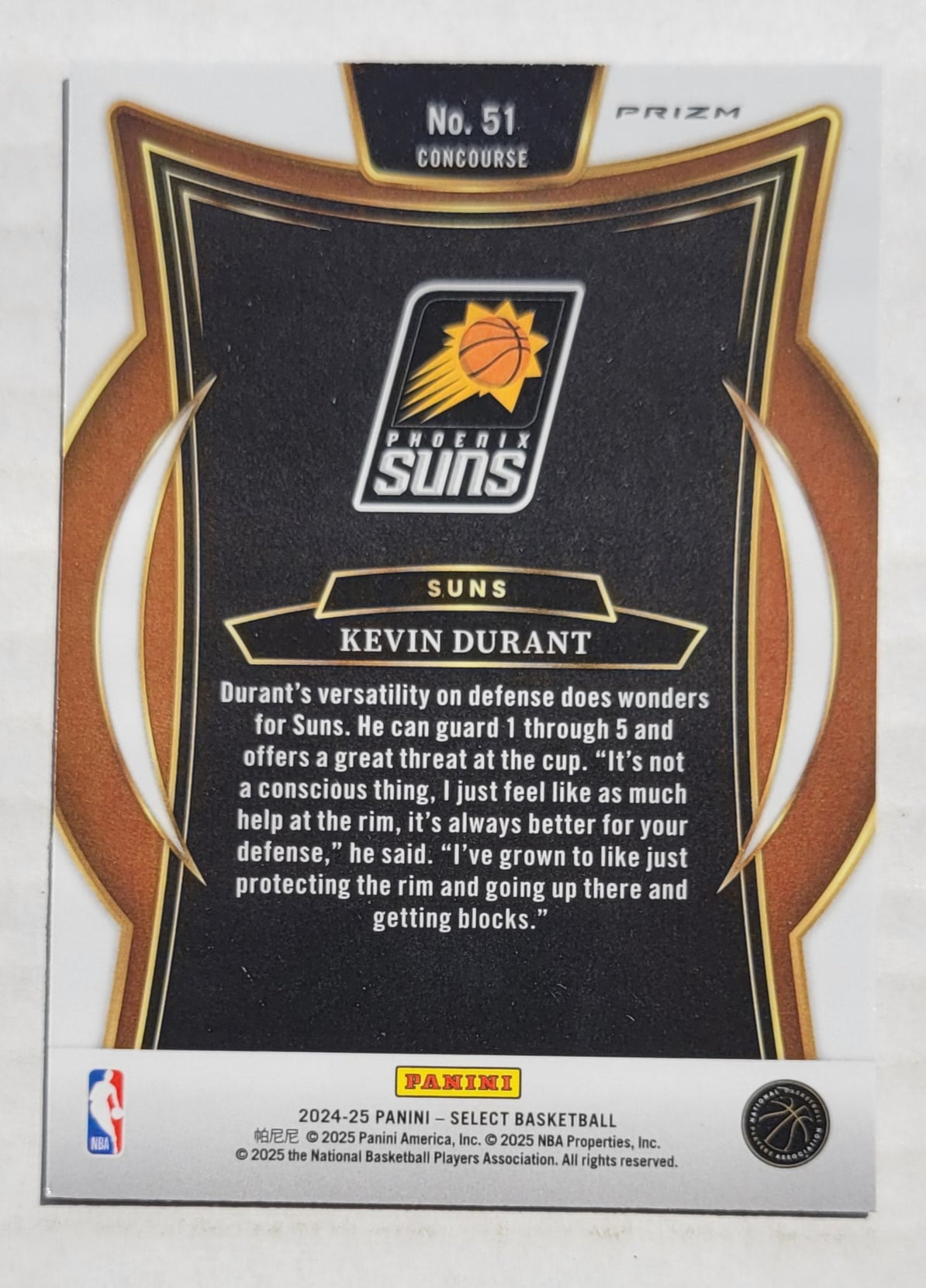 Kevin Durant - 2024-25 Select Silver Prizms #51