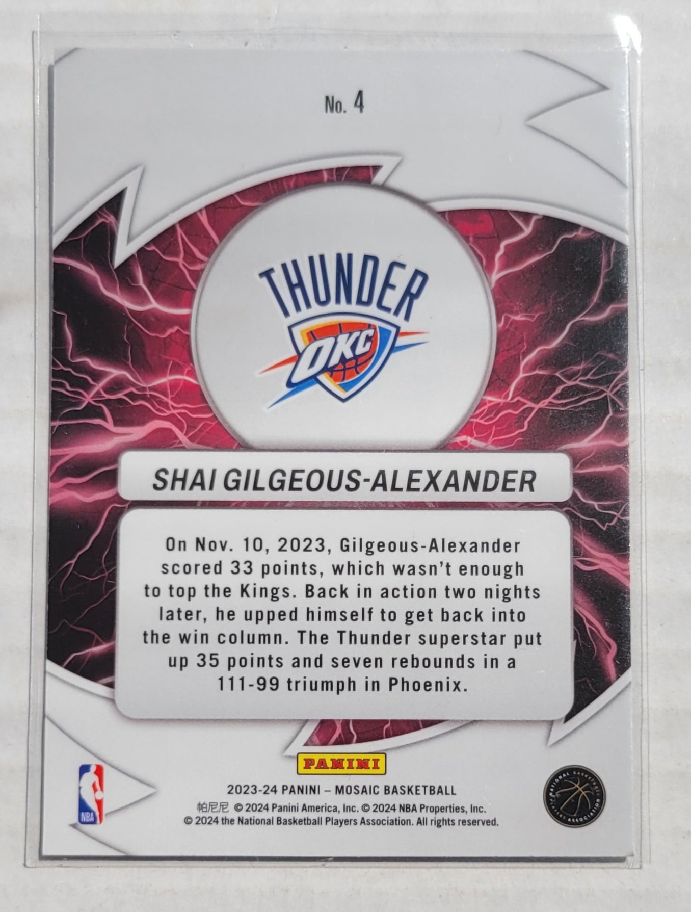 Shai Gilgeous-Alexander - 2023-24 Panini Mosaic Thunder Road #4