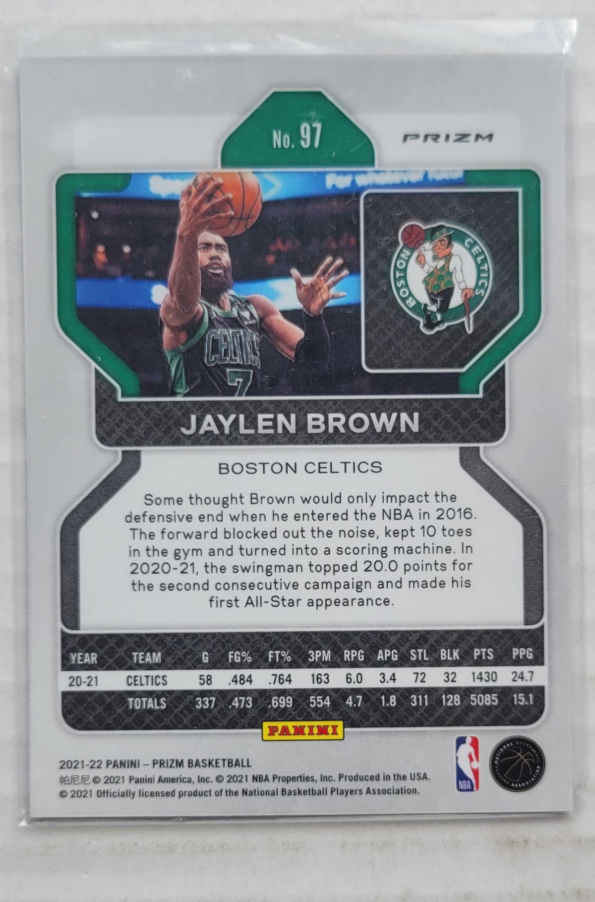Jaylen Brown - 2021-22 Panini Prizm Prizms NBA 75th Anniversary #97