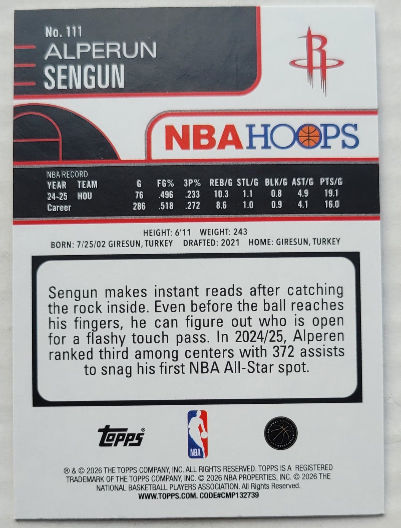 Alperen Sengun - 2025-26 Hoops #111