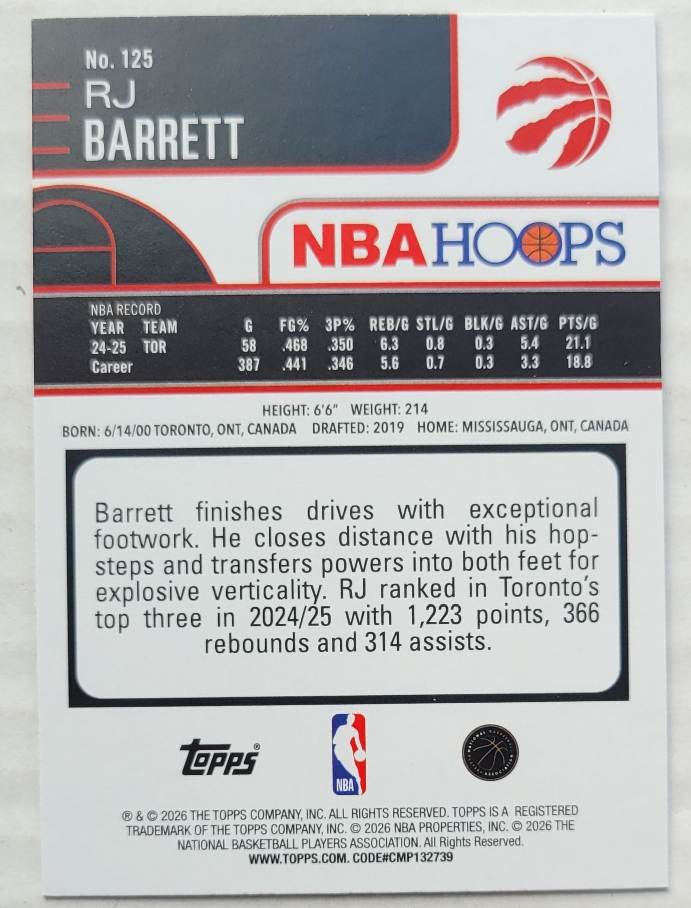 RJ Barrett - 2025-26 Hoops #125