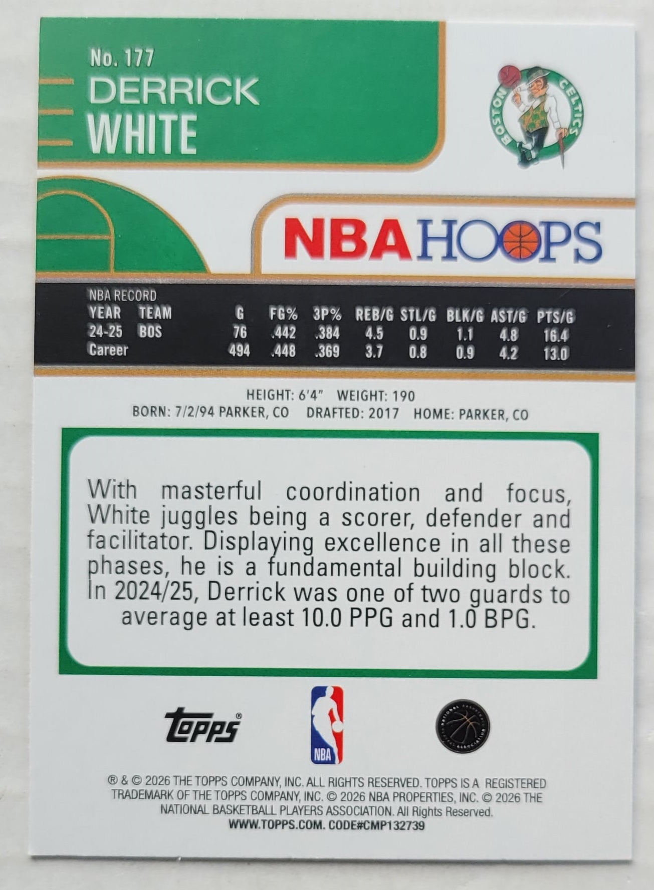 Derrick White - 2025-26 Hoops #177
