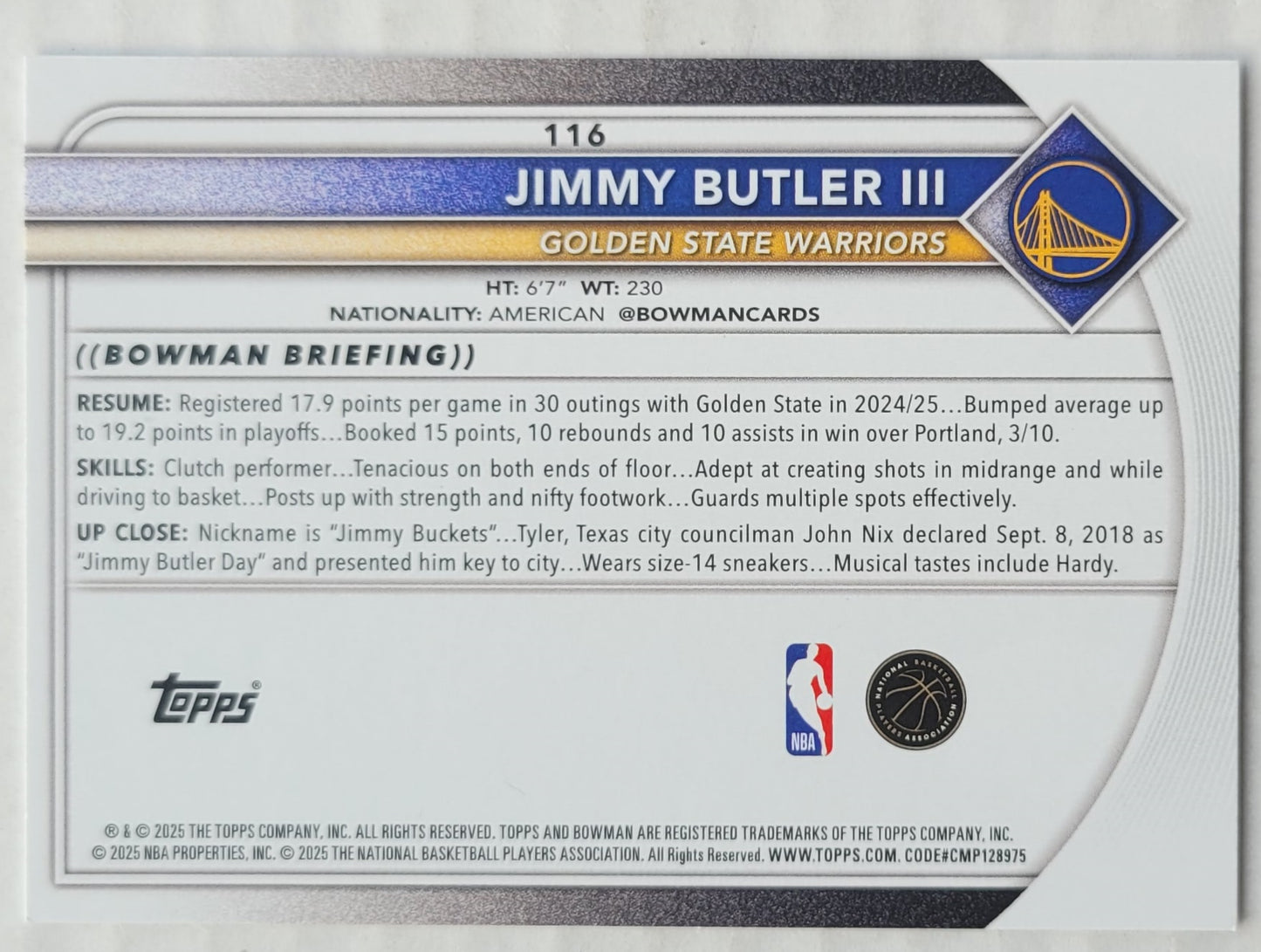 Jimmy Butler III - 2025-26 Bowman #116