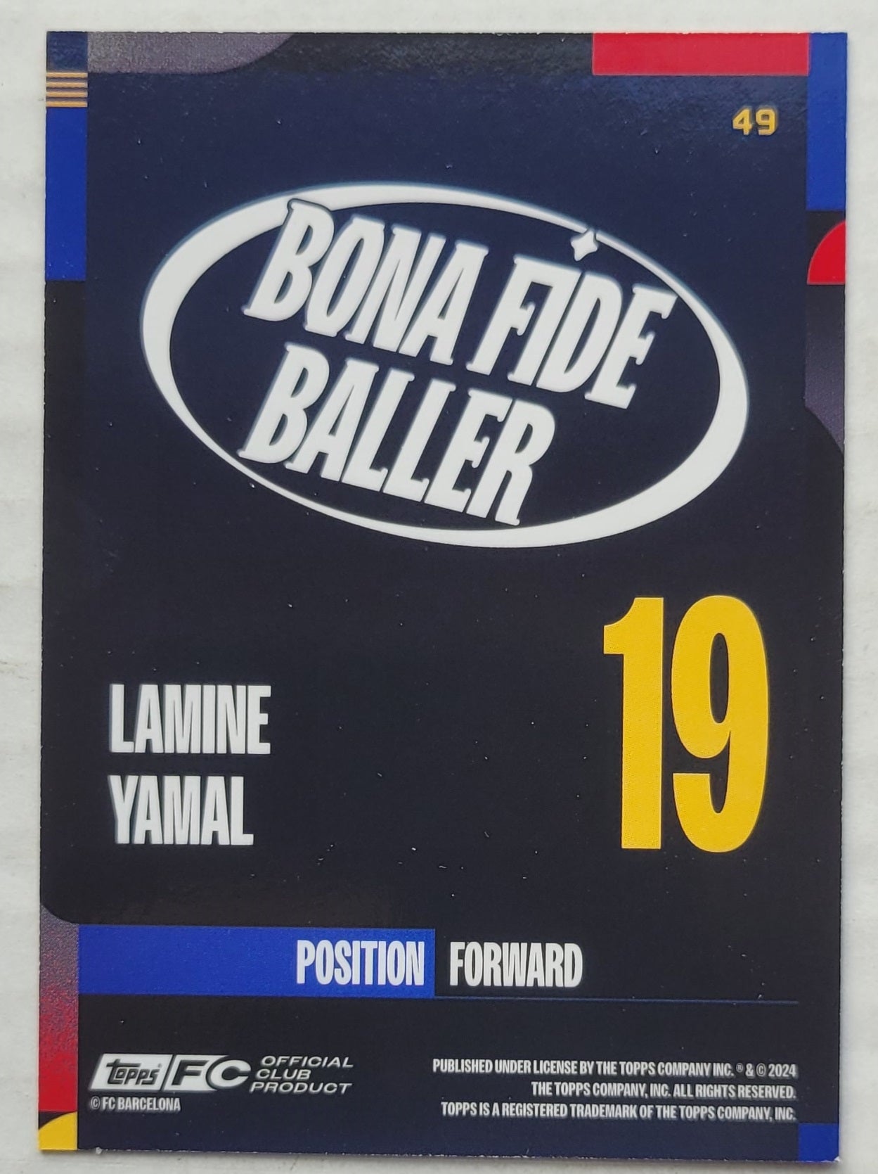 Lamine Yamal - 2024-25 FC Barcelona Topps Team Set #49 Bona Fide Baller