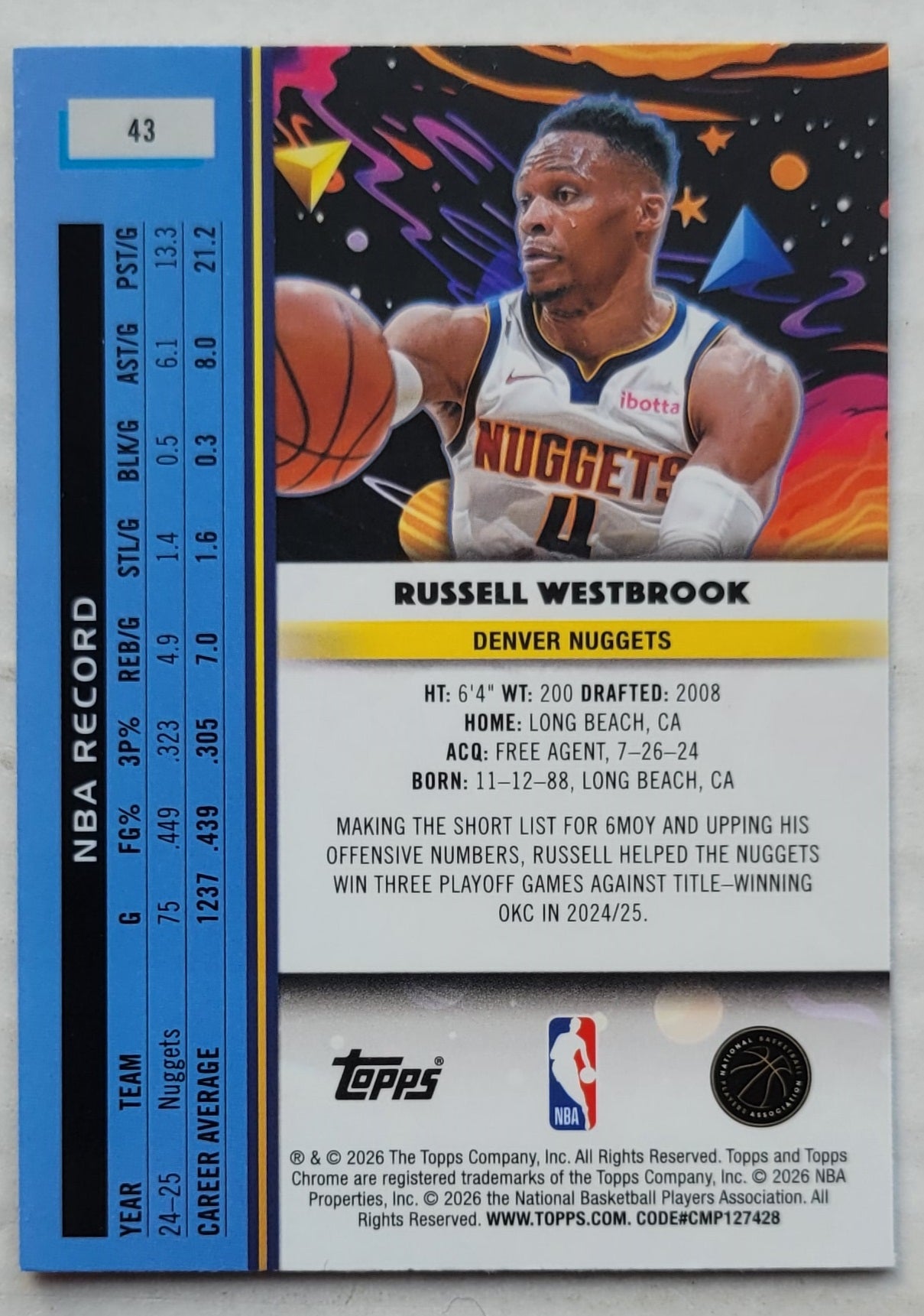 Russell Westbrook - 2025-26 Topps Cosmic Chrome #43