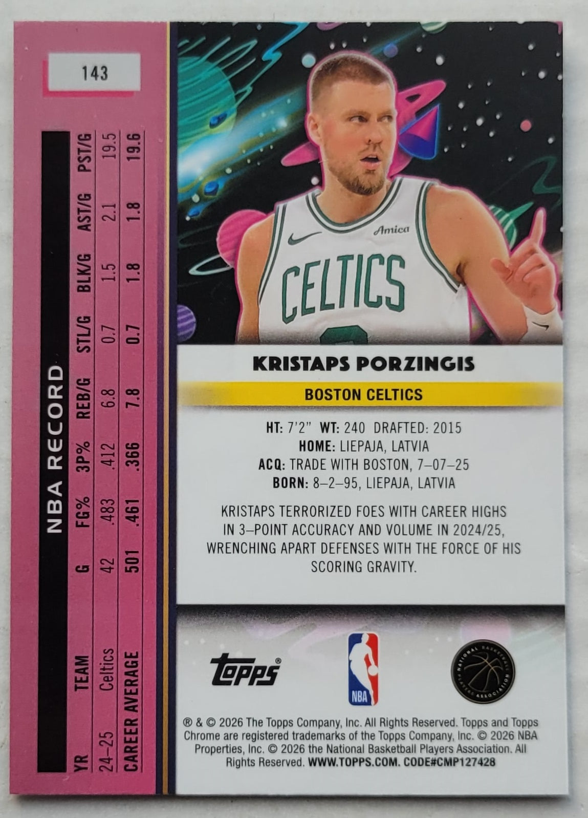 Kristaps Porzingis - 2025-26 Topps Cosmic Chrome #143