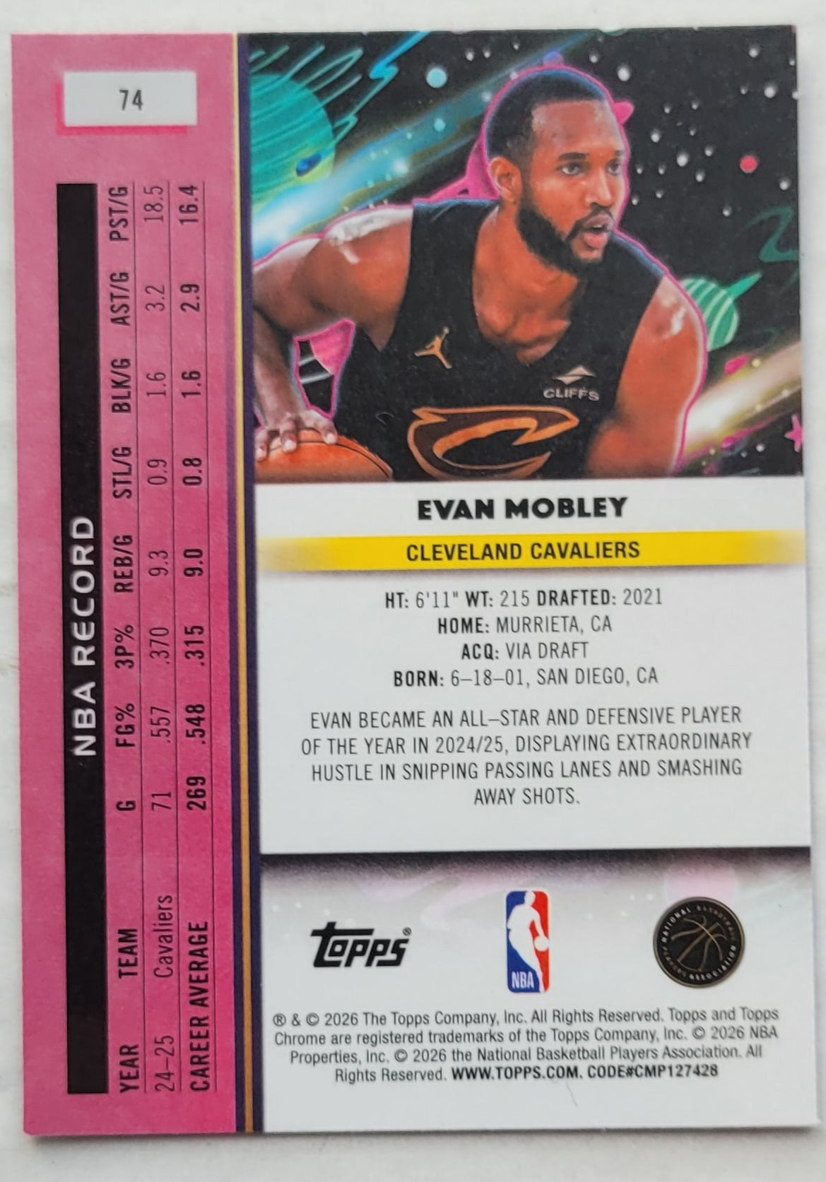 Evan Mobley - 2025-26 Topps Cosmic Chrome #74