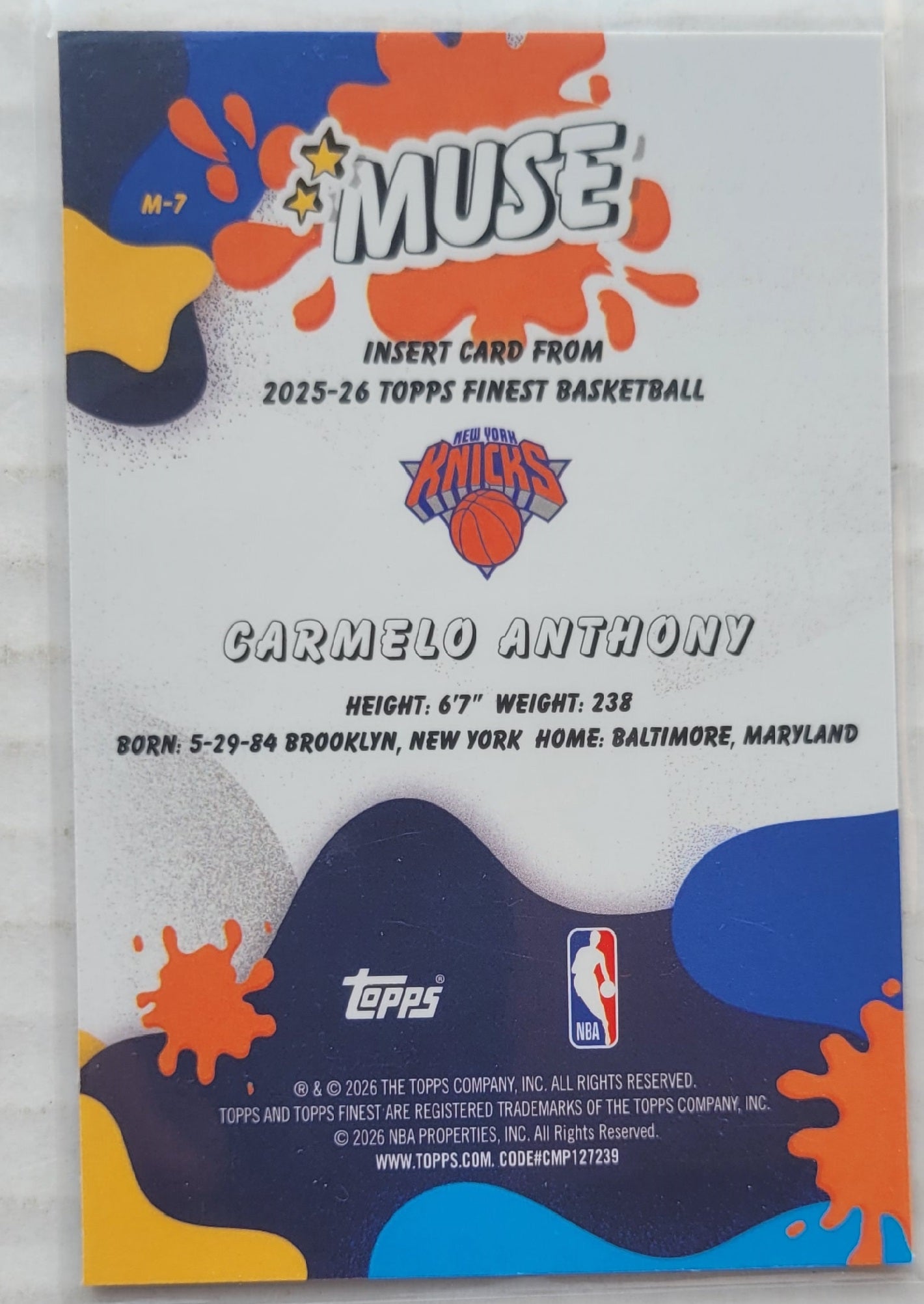 Carmelo Anthony - 2025-26 Finest Muse #M7