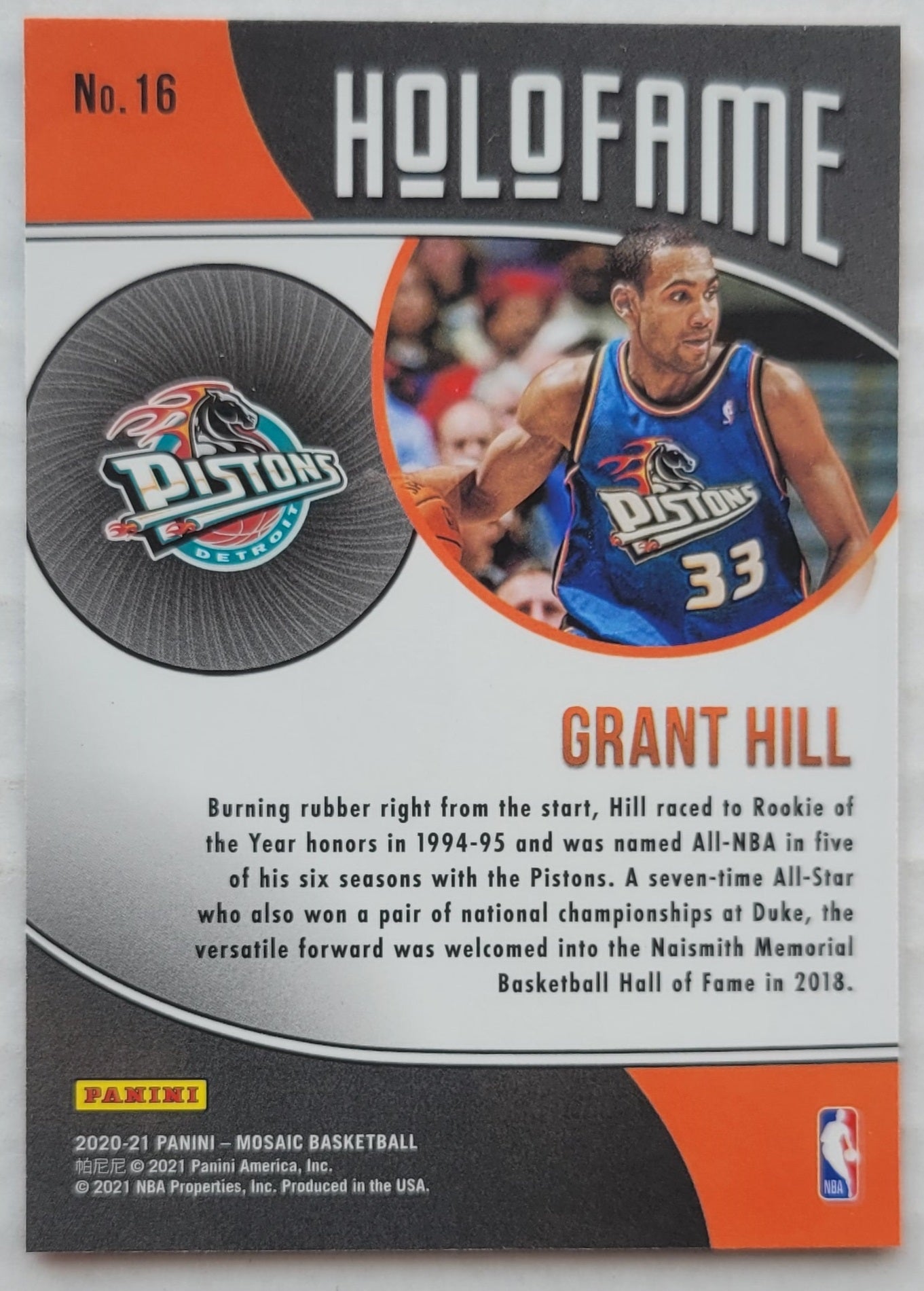 Grant Hill - 2020-21 Panini Mosaic HoloFame #16