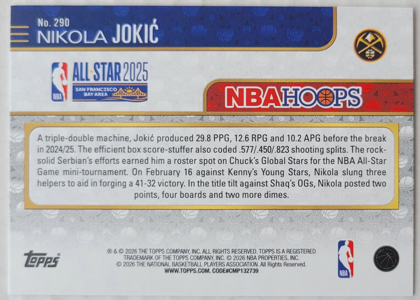 Nikola Jokic - 2025-26 Hoops #290 AS