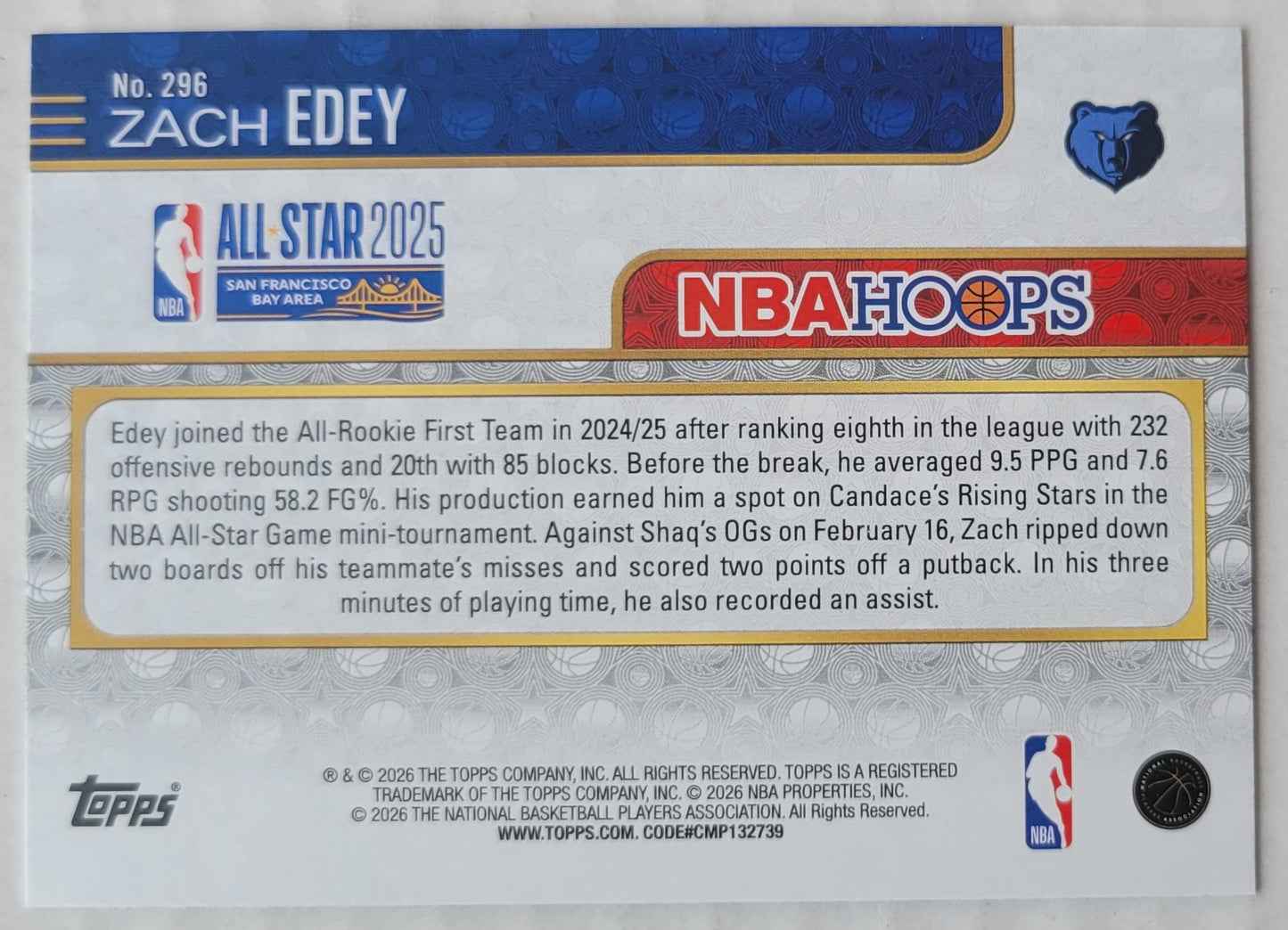 Zach Edey - 2025-26 Hoops #296 AS
