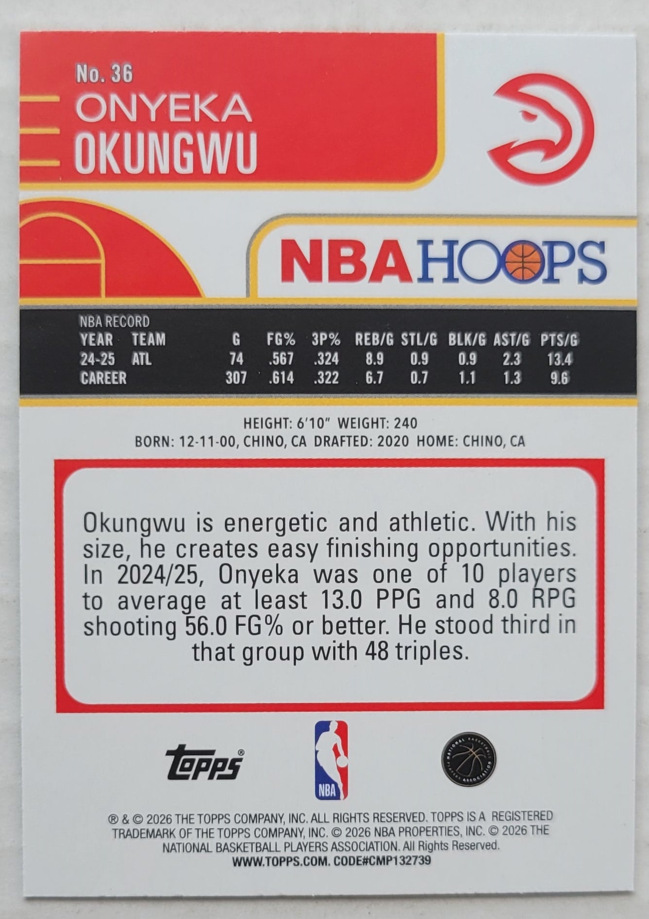 Onyeka Okongwu - 2025-26 Hoops Green Hoops #36