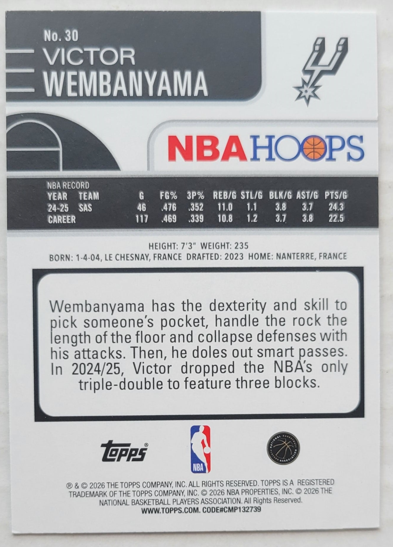 Victor Wembanyama - 2025-26 Hoops #30