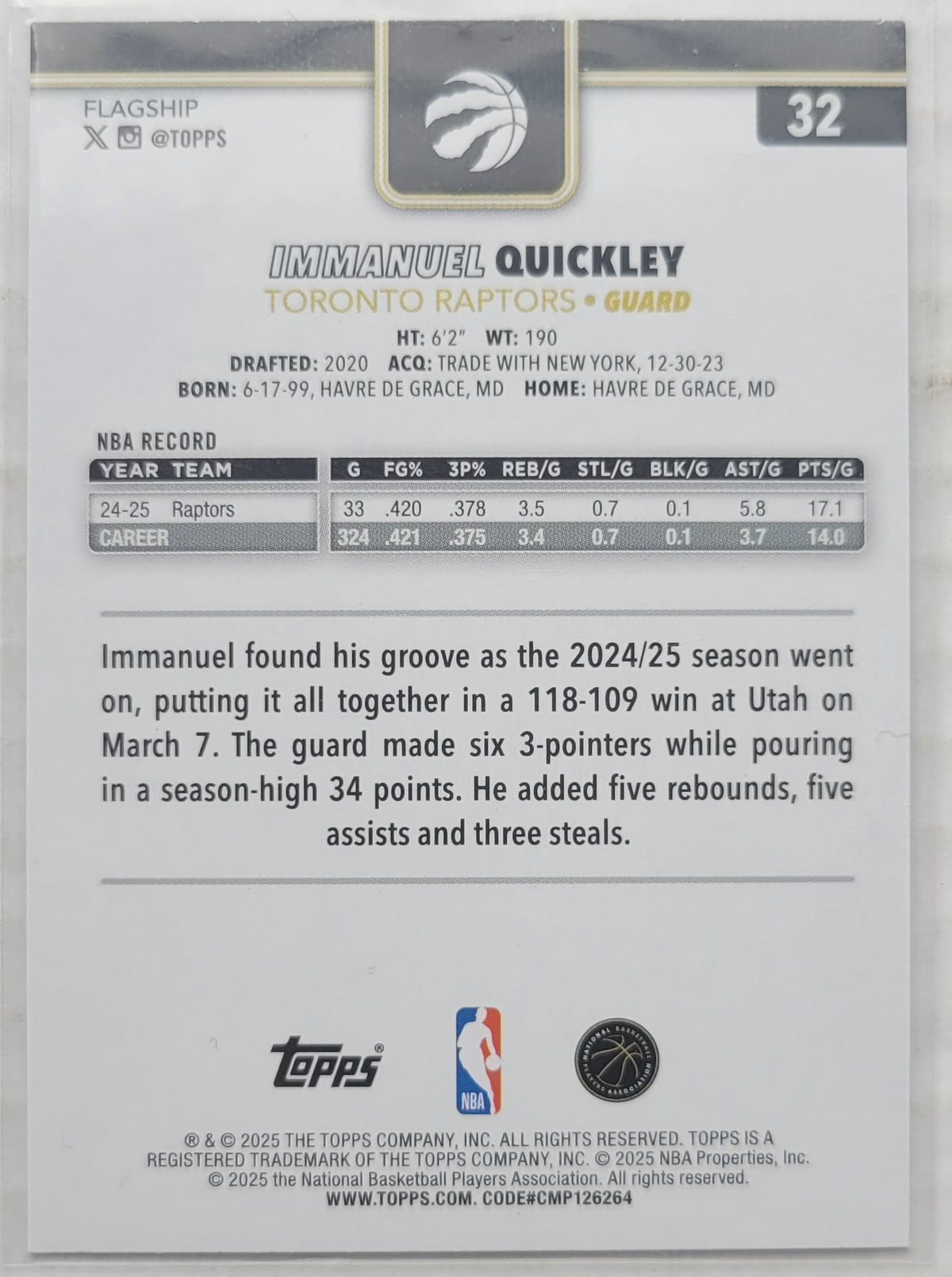 Immanuel Quickley - 2025-26 Topps Surge #32 - 17/99