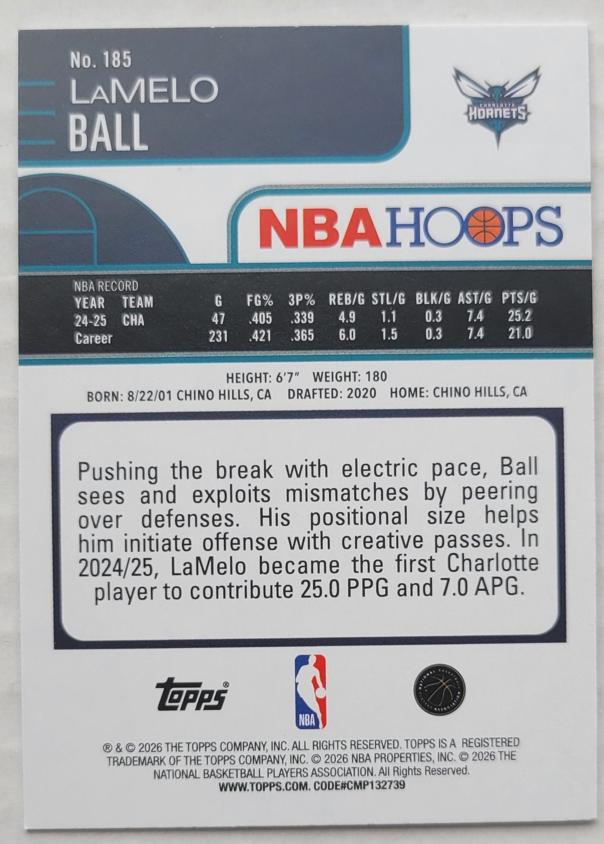 LaMelo Ball - 2025-26 Hoops #185