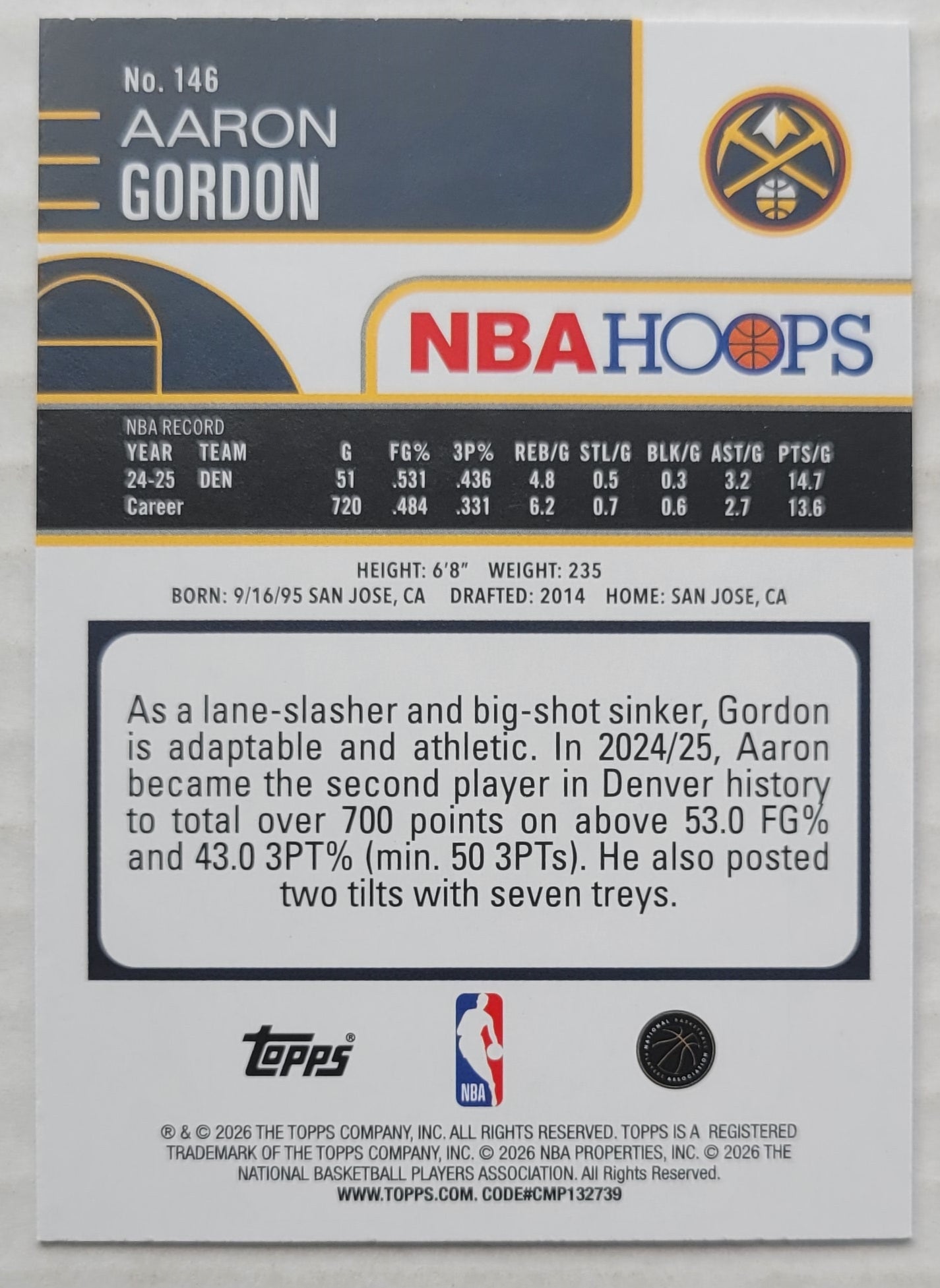Aaron Gordon - 2025-26 Hoops Rainbow #146