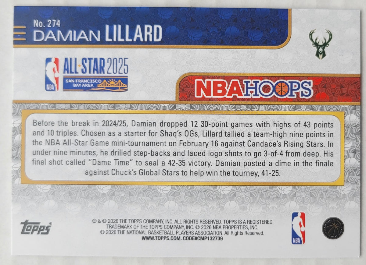 Damian Lillard - 2025-26 Hoops #274 AS