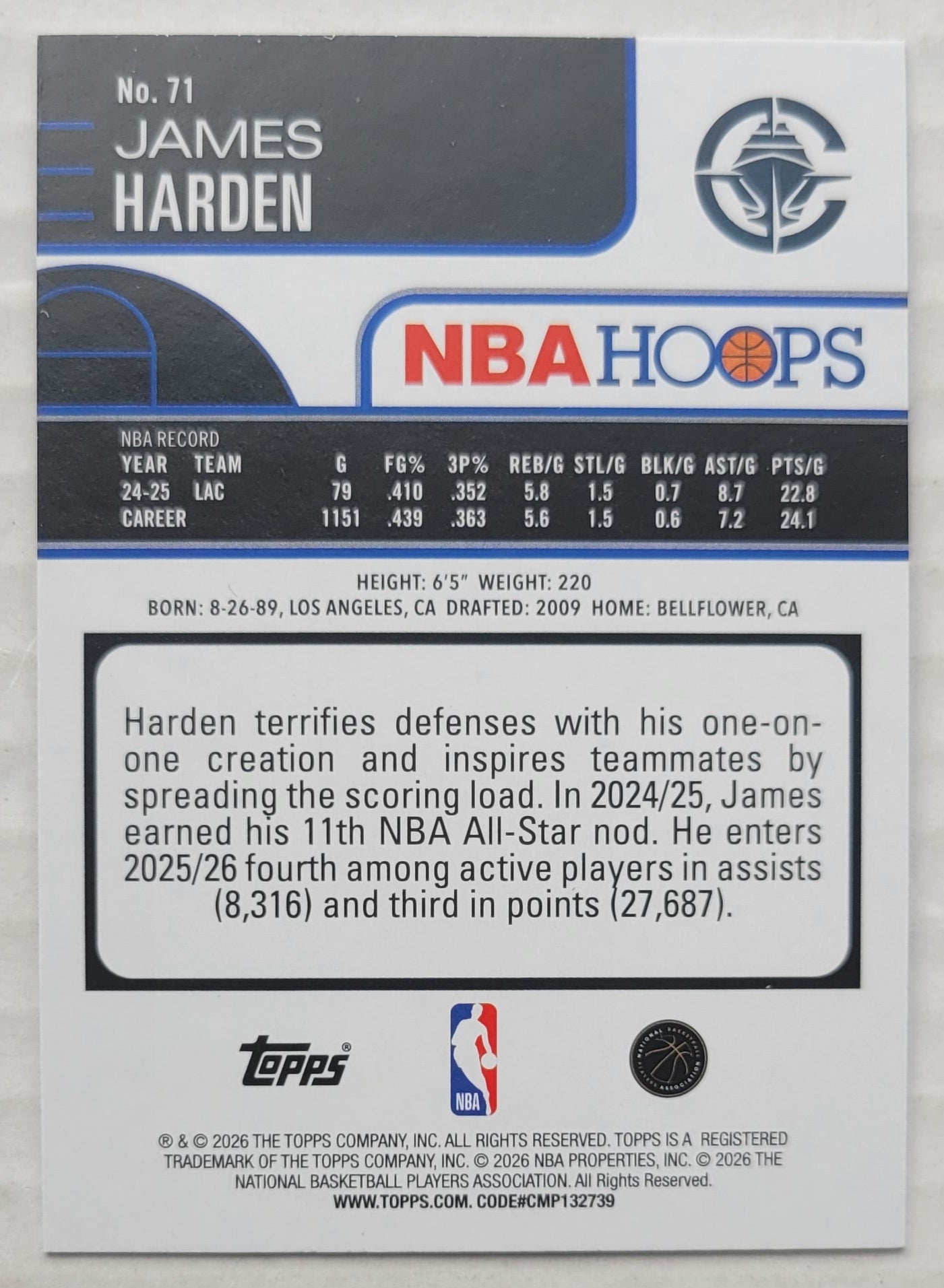 James Harden - 2025-26 Hoops #71