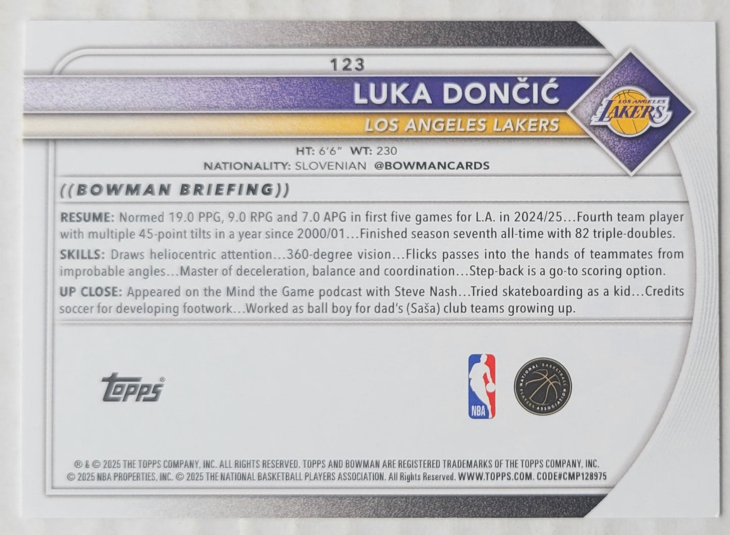 Luka Doncic - 2025-26 Bowman #123