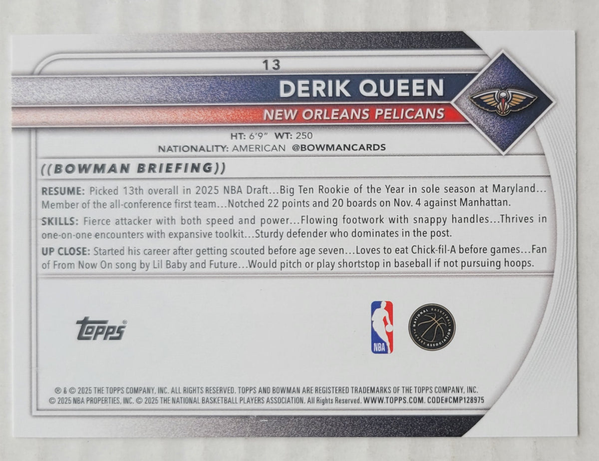 Derik Queen 2025-26 Bowman #13 RC